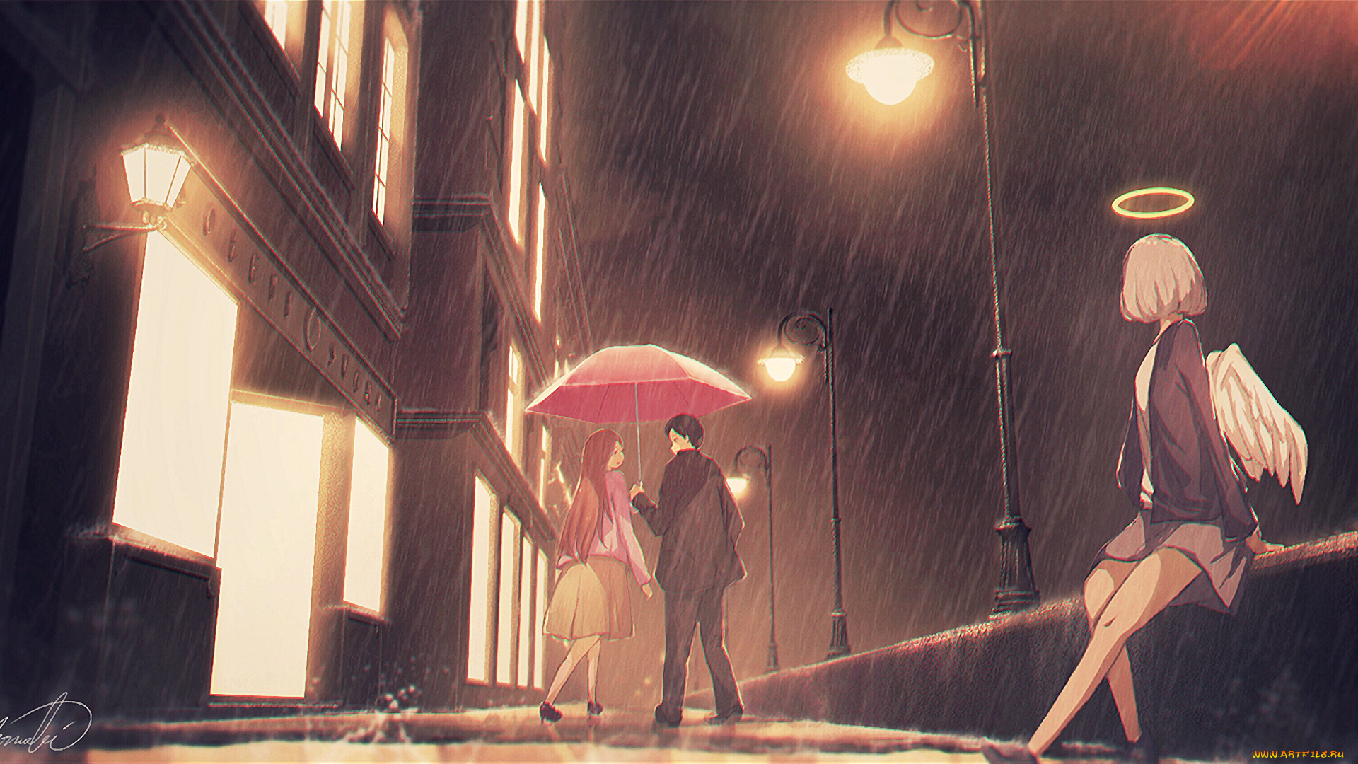 аниме, ангелы, , демоны, девушка