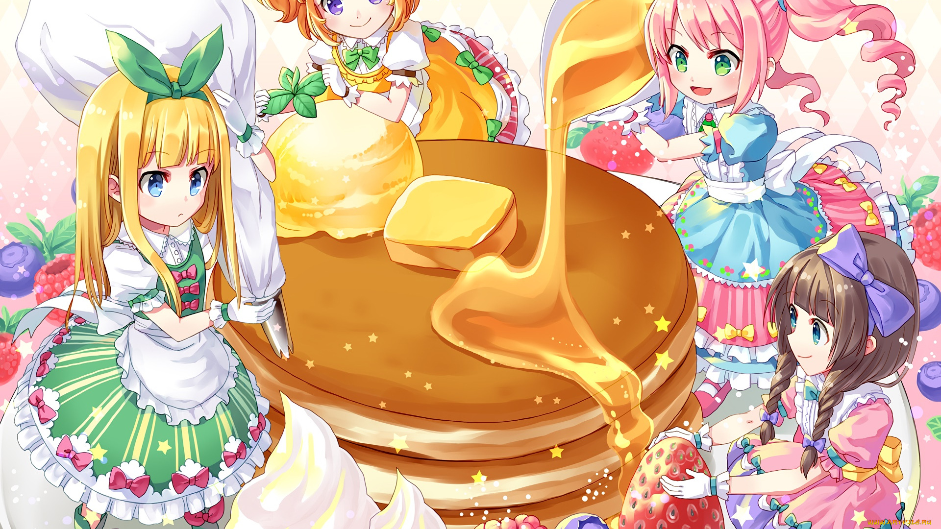 аниме, unknown, , другое, взгляд, девушки, фон