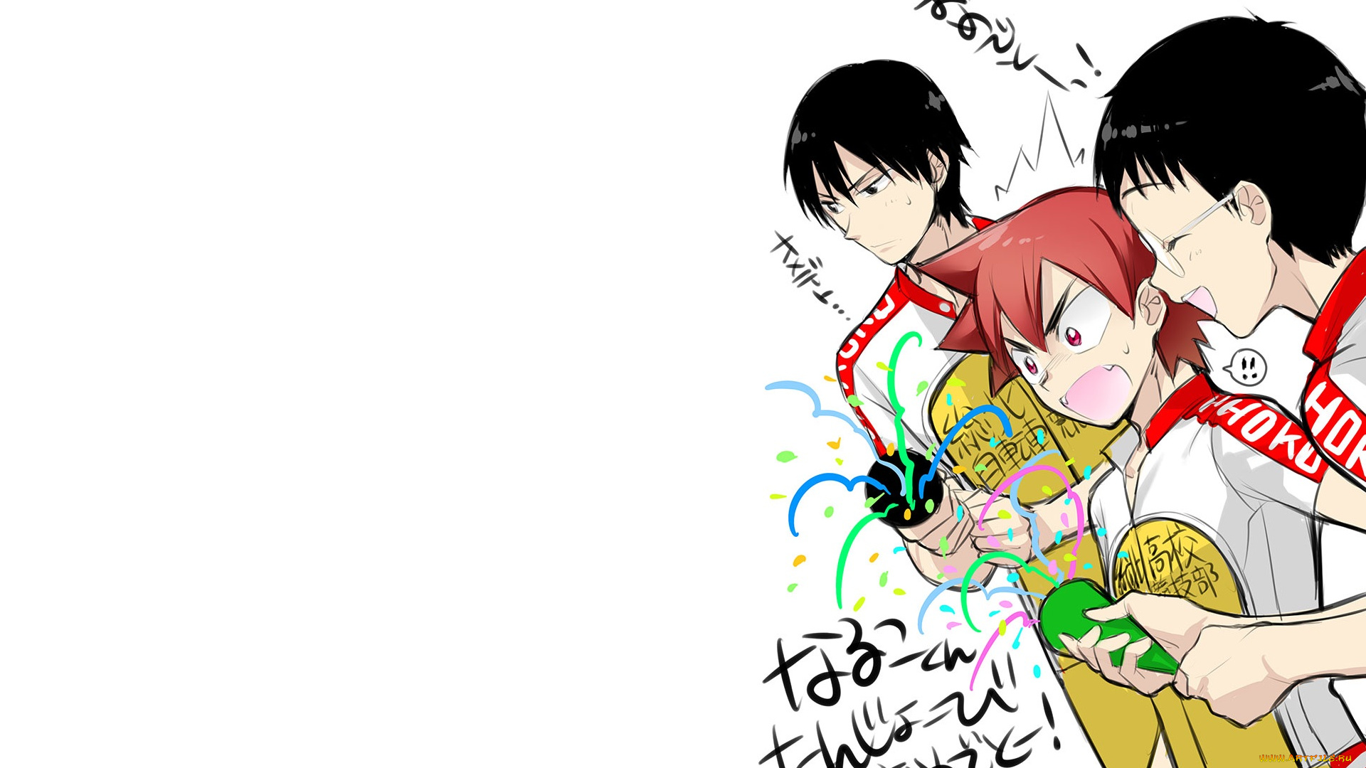 аниме, yowamushi, pedal, парни