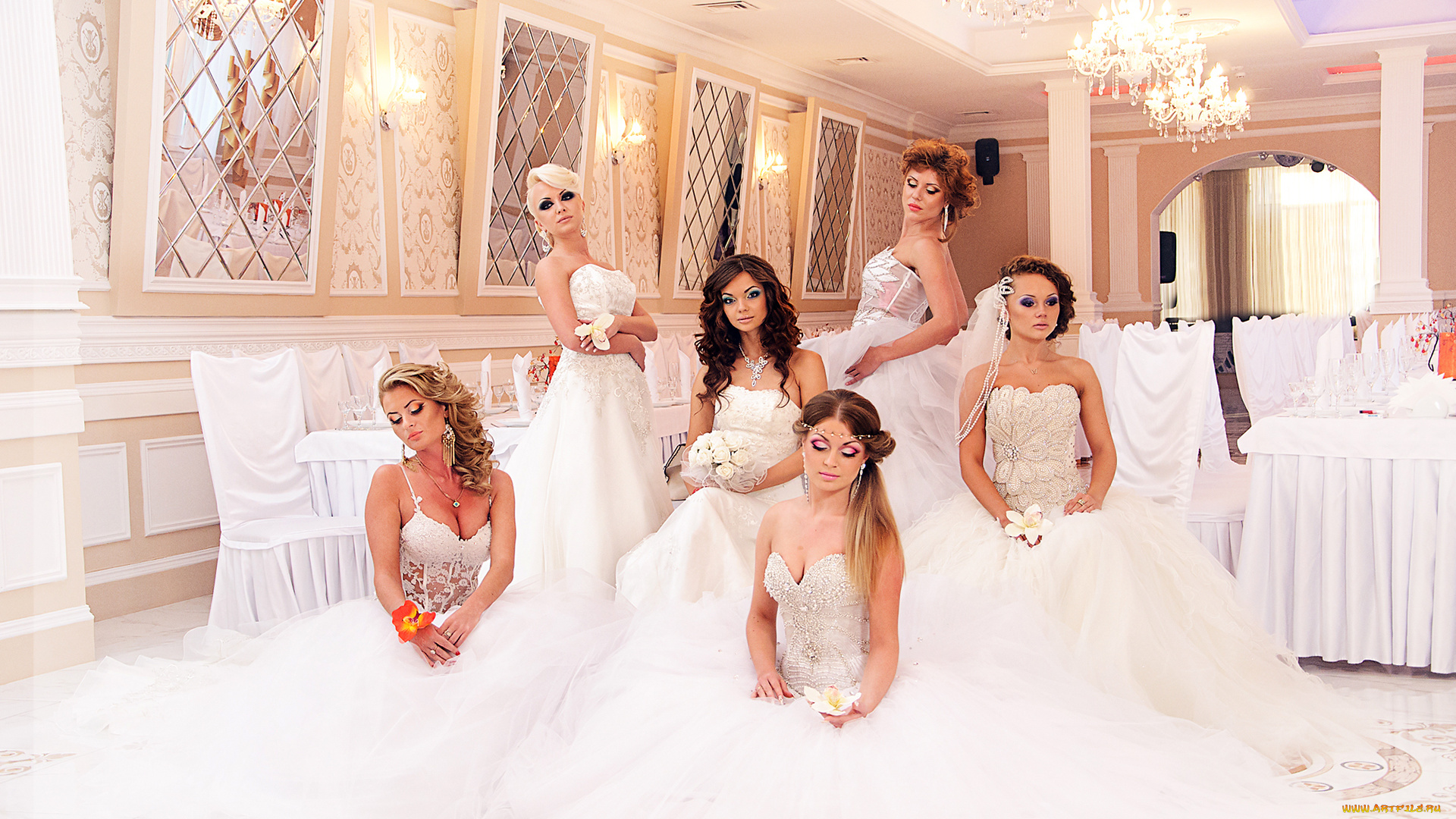 девушки, -unsort, , невесты, свадебное, платье