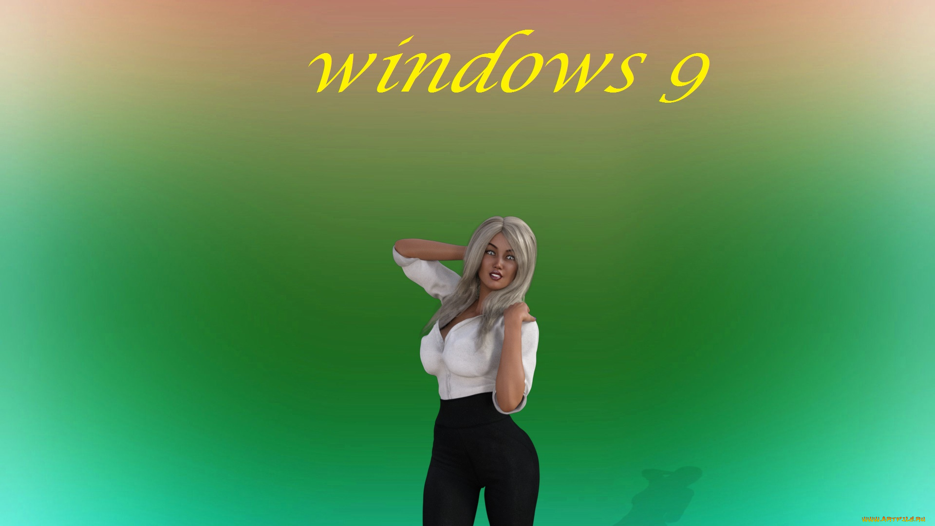 компьютеры, windows, 9, логотип, фон, взгляд, девушка