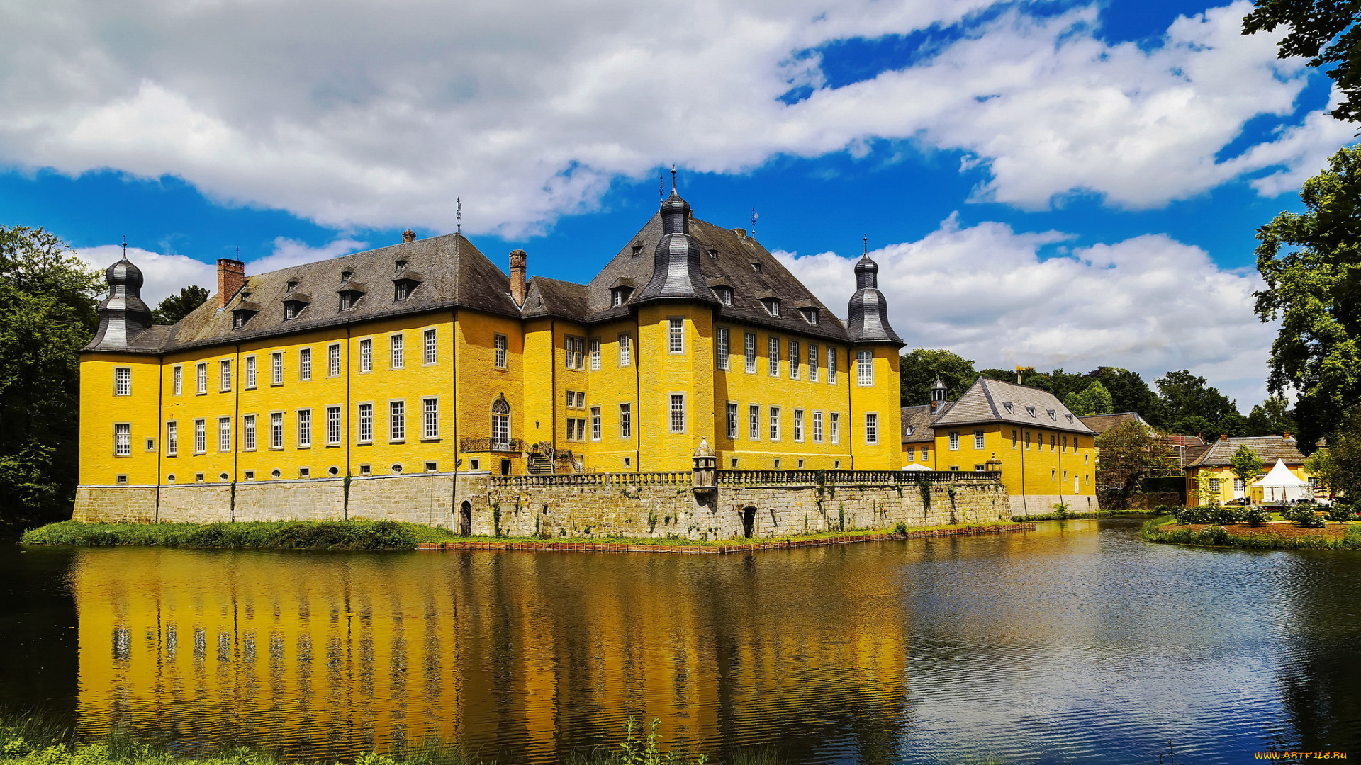 schloss, dyck, , panorama, города, замки, германии, простор