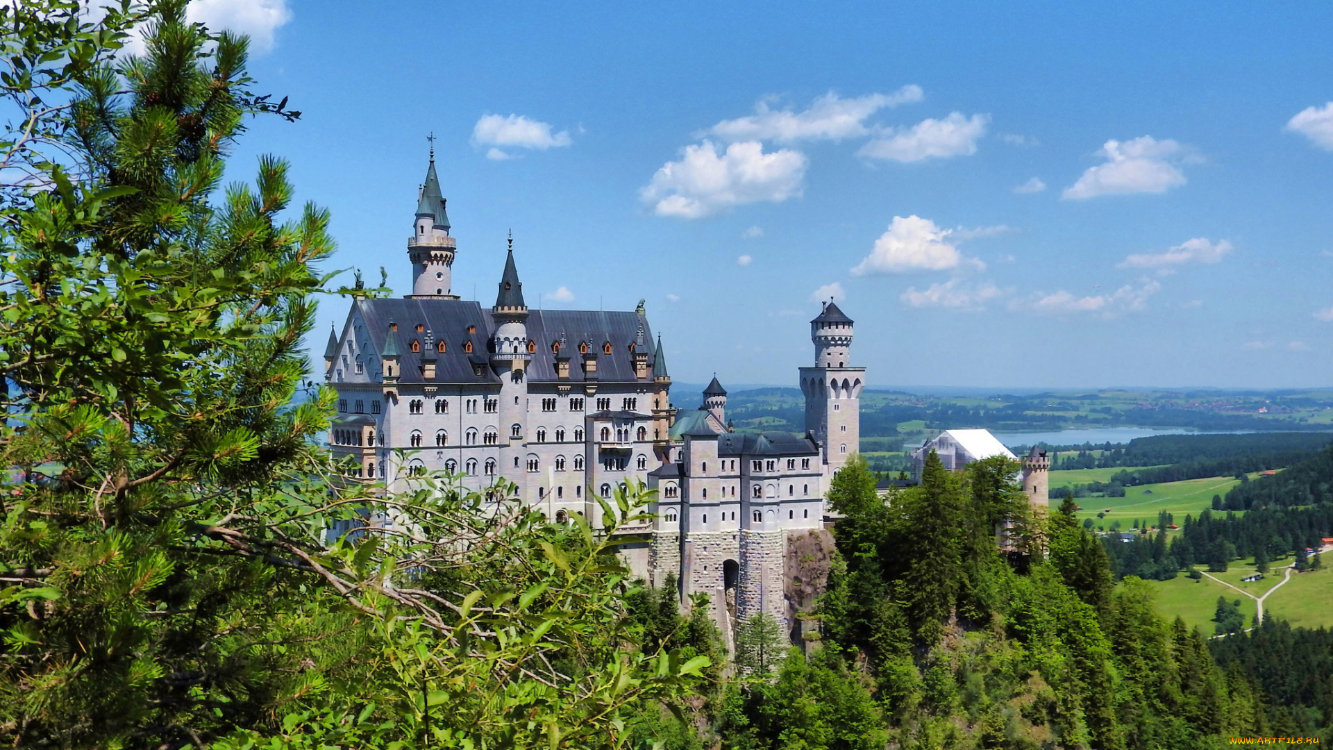 schloss, neuschwanstein, города, замок, нойшванштайн, , германия, простор