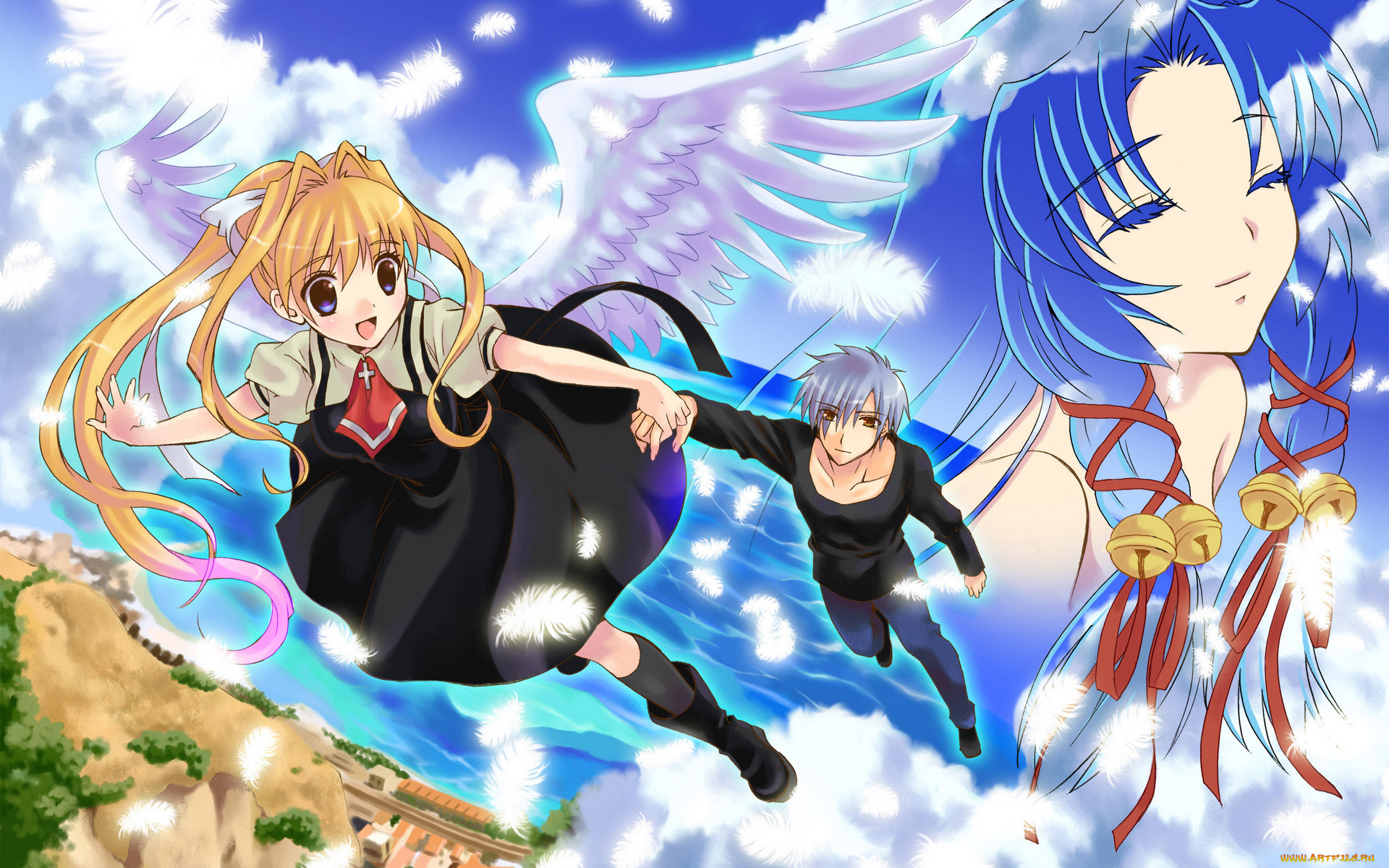 аниме, air, фон, взгляд, девушка