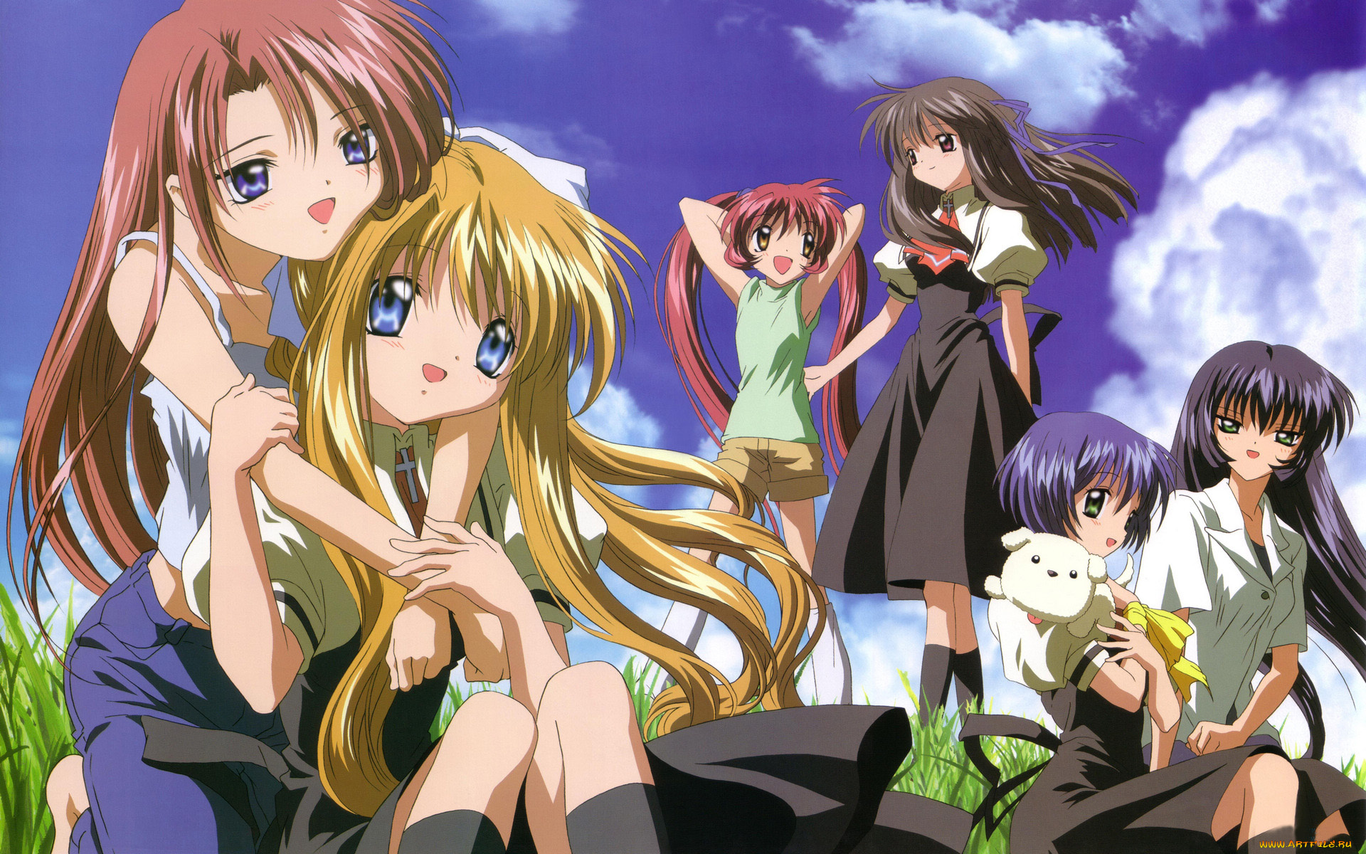 аниме, air, фон, взгляд, девушки