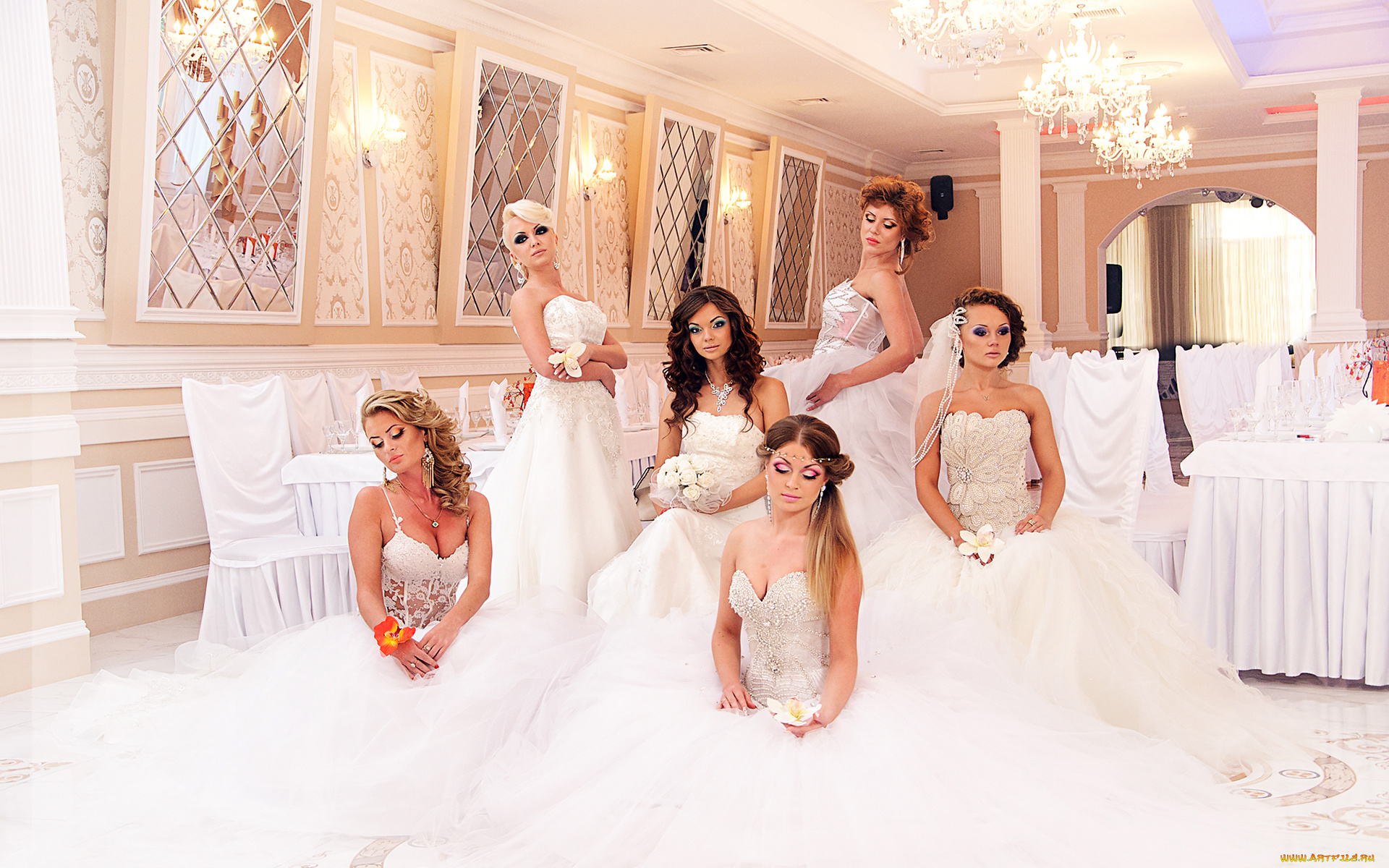 девушки, -unsort, , невесты, свадебное, платье