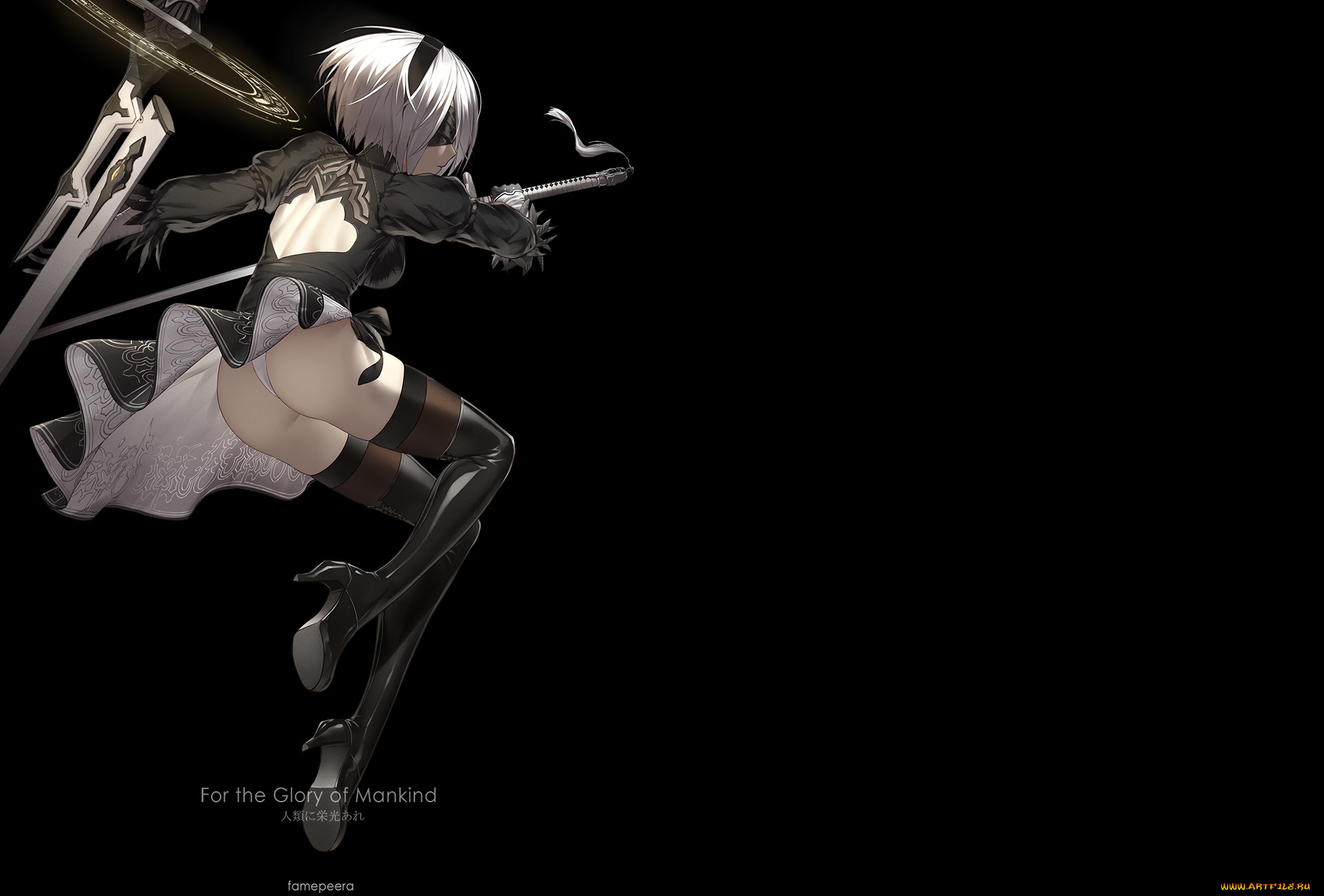 видео, игры, nier, , automata, девушка