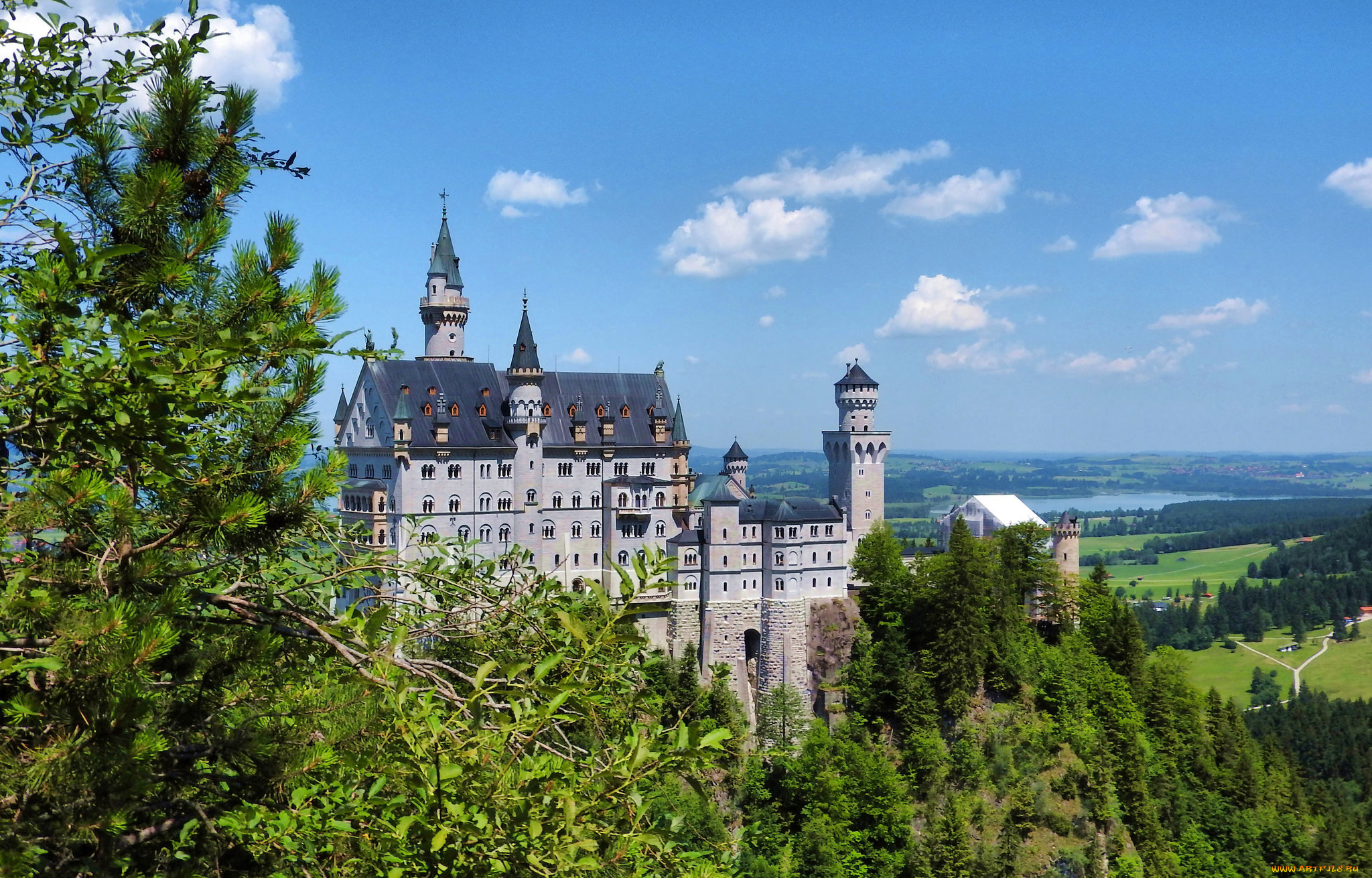 schloss, neuschwanstein, города, замок, нойшванштайн, , германия, простор