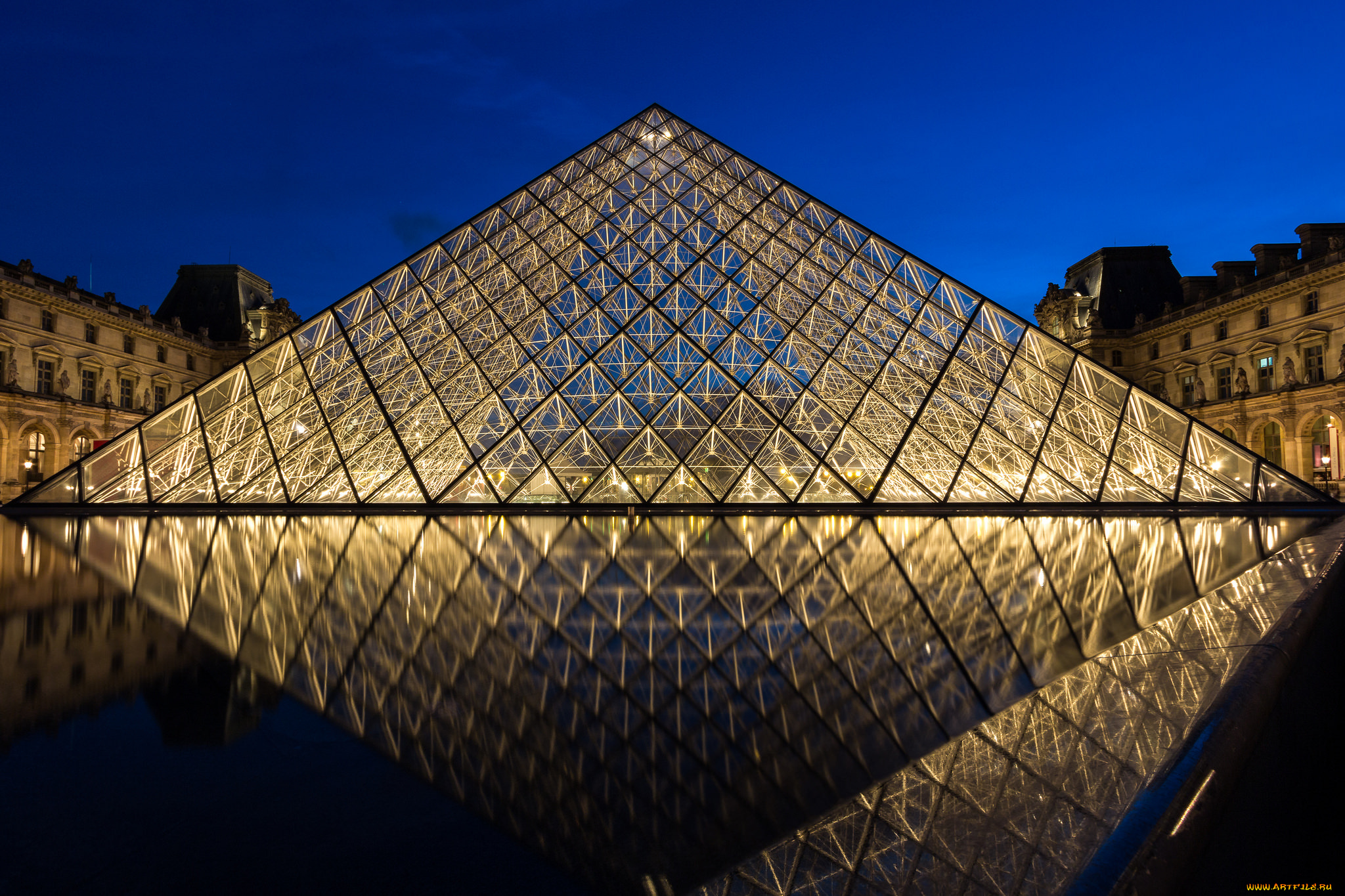 mus&, 233, e, du, louvre, города, париж, , франция, дворец, площадь, ночь