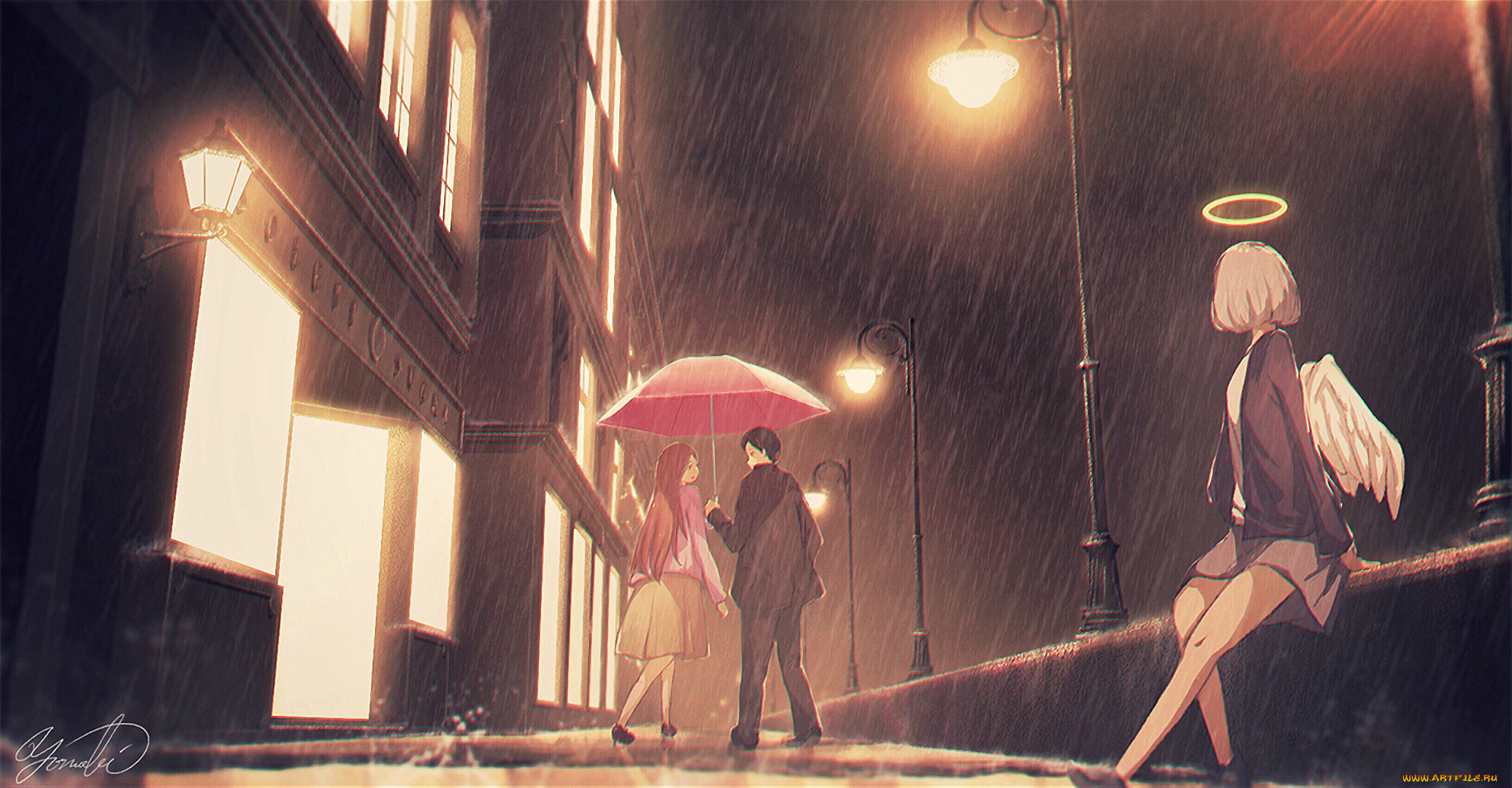 аниме, ангелы, , демоны, девушка