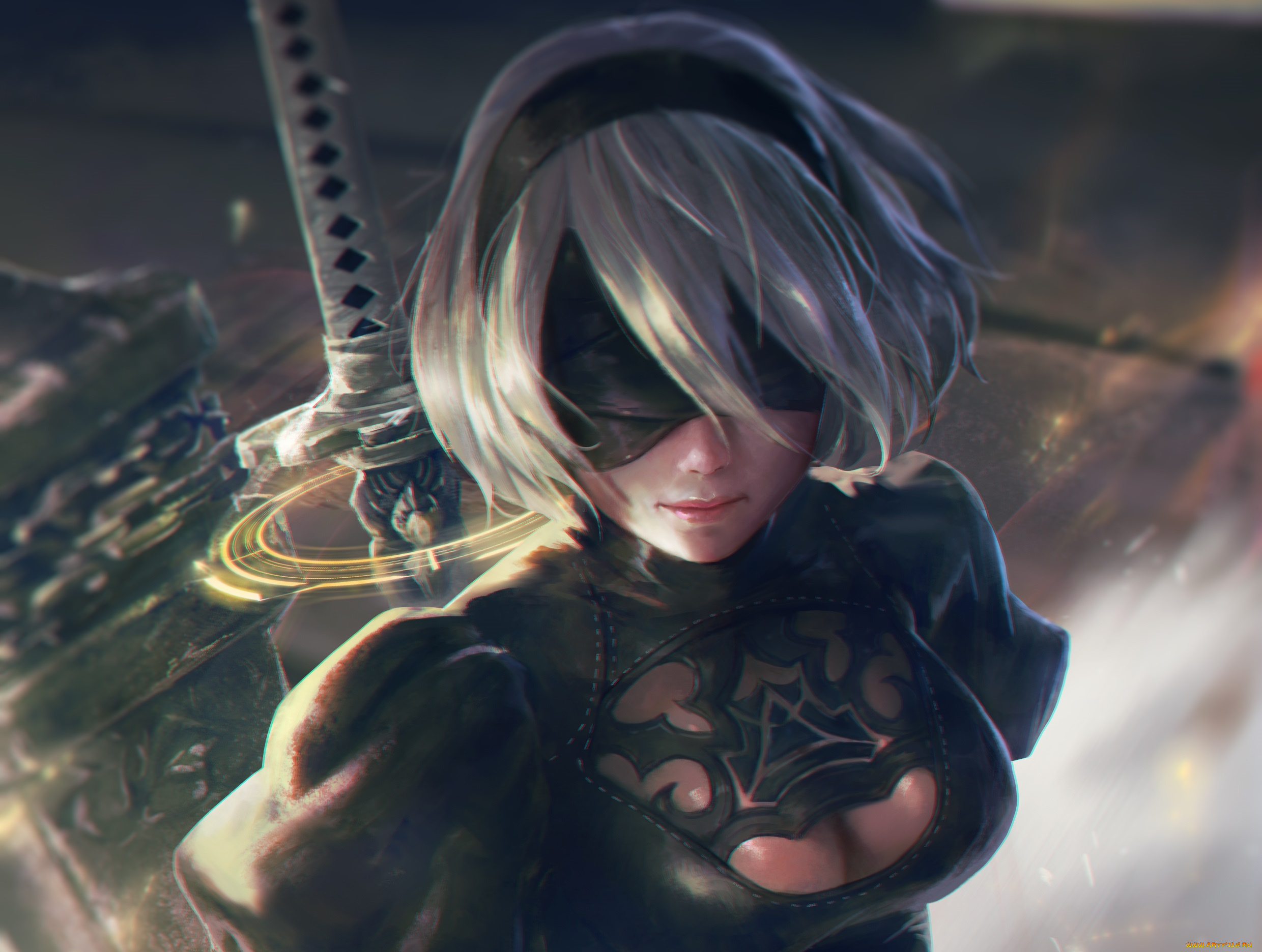 видео, игры, nier, , automata, девушка