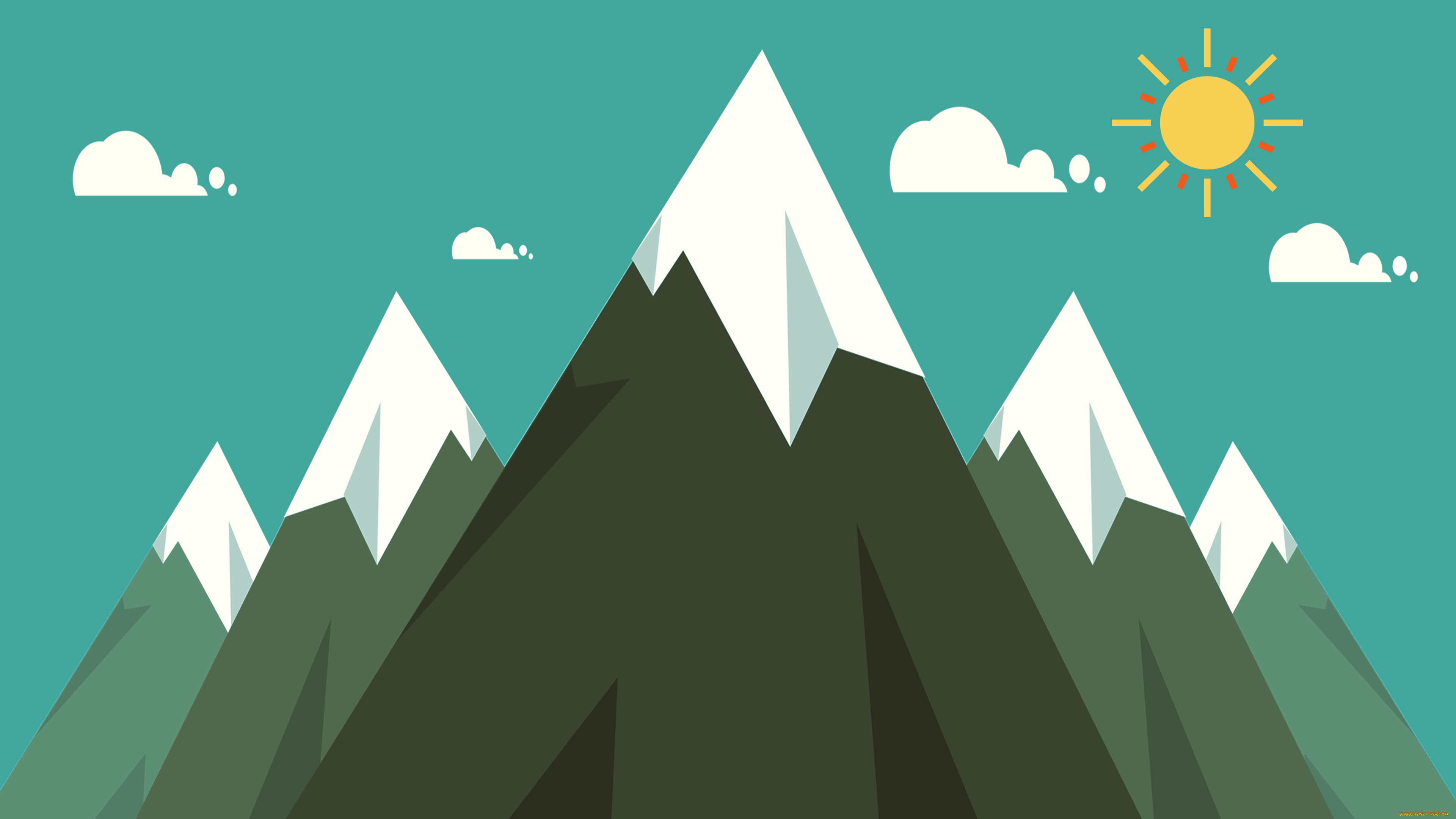 векторная, графика, природа, , nature, горы, деревья