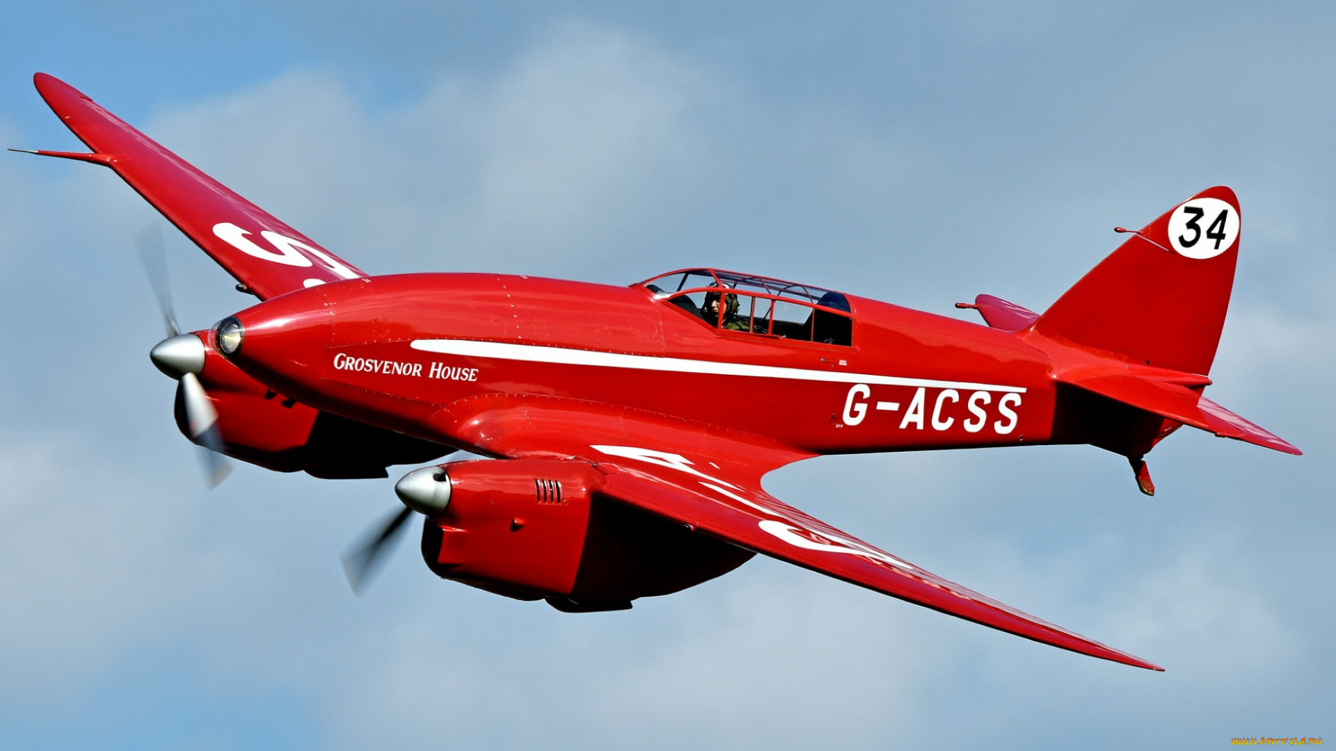 авиация, боевые, самолёты, 1934, полёт, гоночный, самолёт, de, havilland, dh, 88, comet