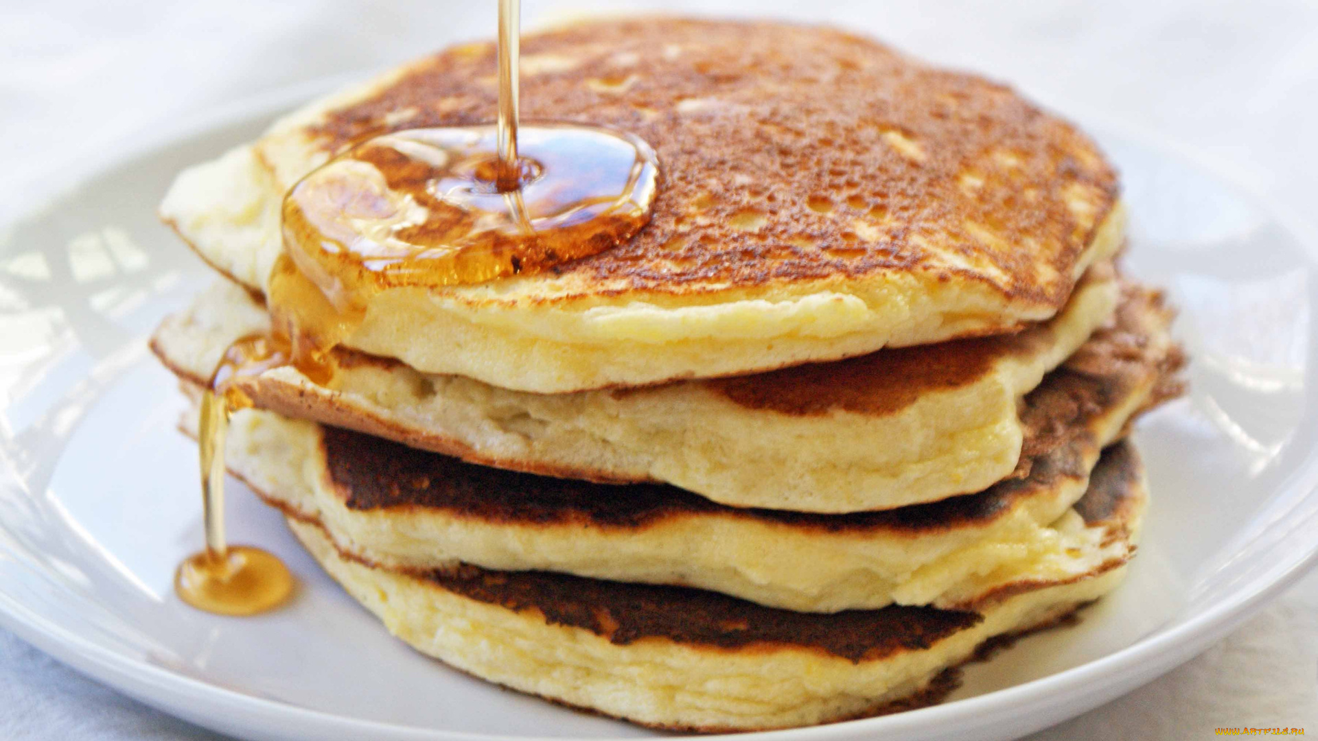 еда, блины, , оладьи, мед, оладьи