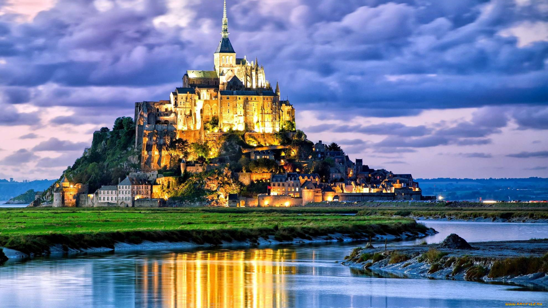 города, крепость, мон-сен-мишель, , франция, крепость