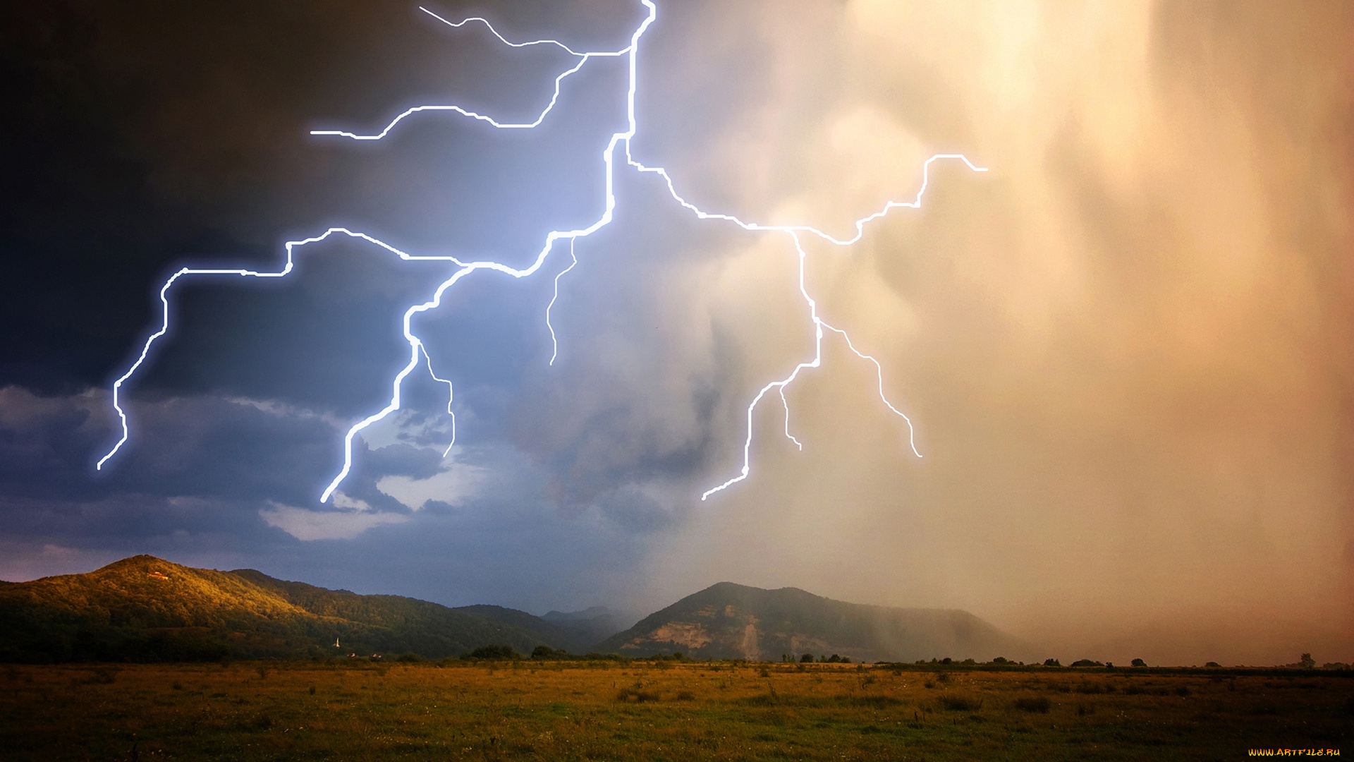 природа, молния, , гроза, гроза, равнина, небо, тучи, горы