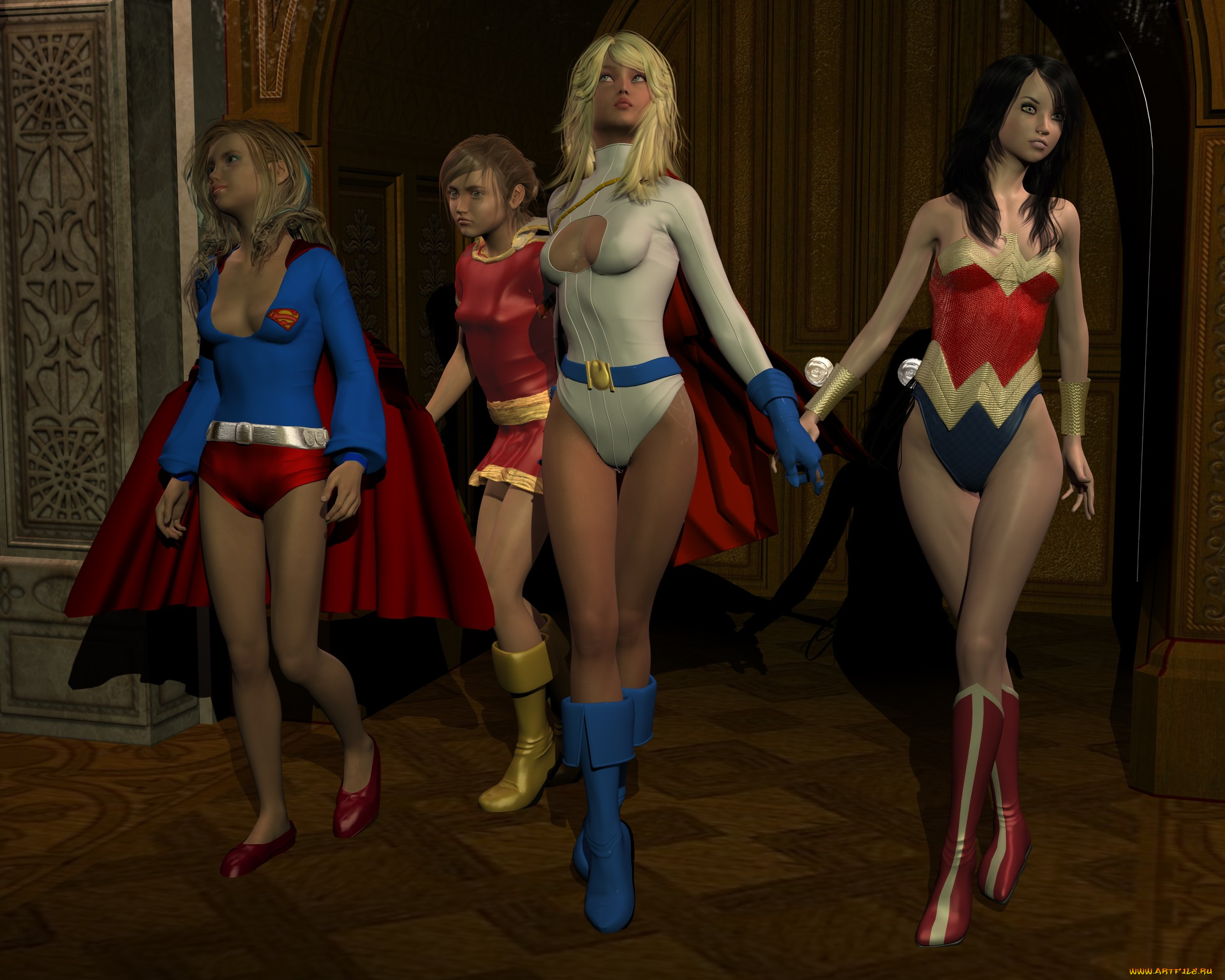 3д, графика, фантазия, , fantasy, фон, девушки, взгляд