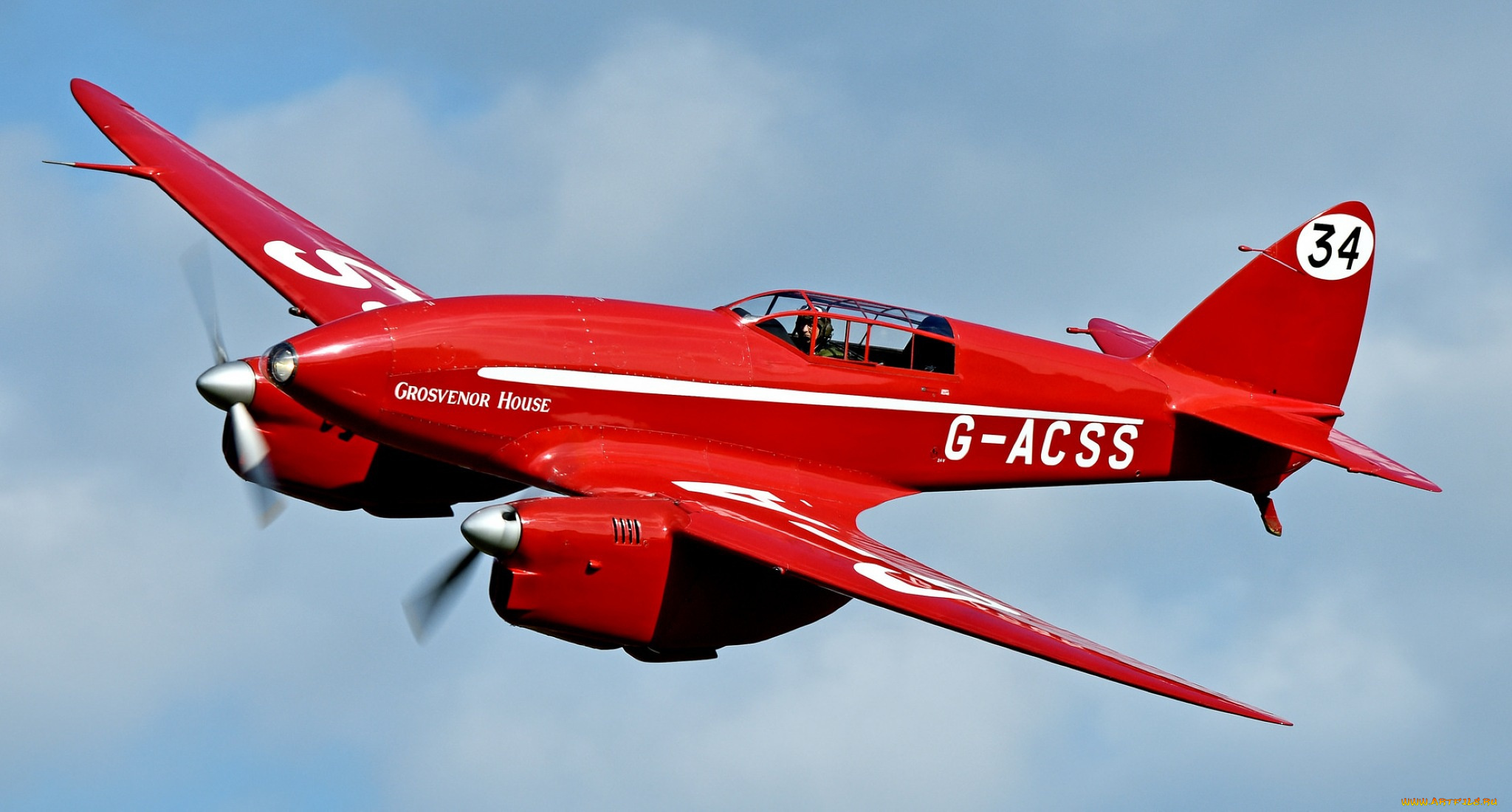 авиация, боевые, самолёты, 1934, полёт, гоночный, самолёт, de, havilland, dh, 88, comet