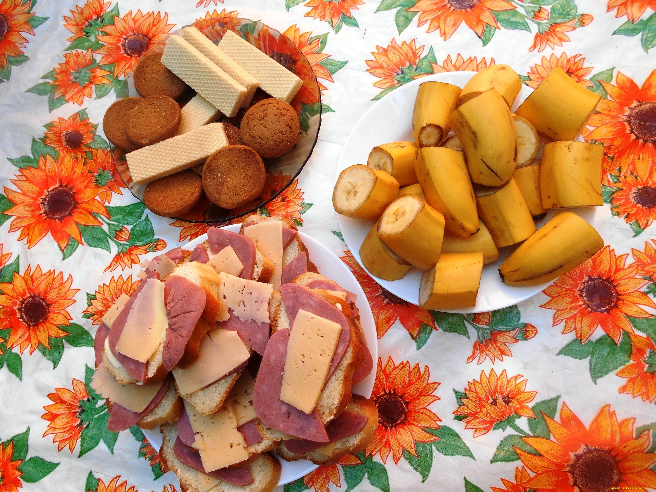 еда, бутерброды, , гамбургеры, , канапе, колбаса, печенье, бананы, сыр, хлеб, вафли