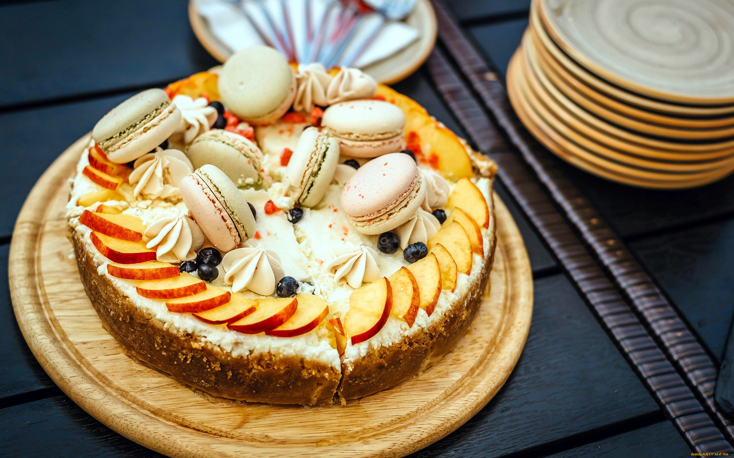 еда, торты, крем, торт, макаруны