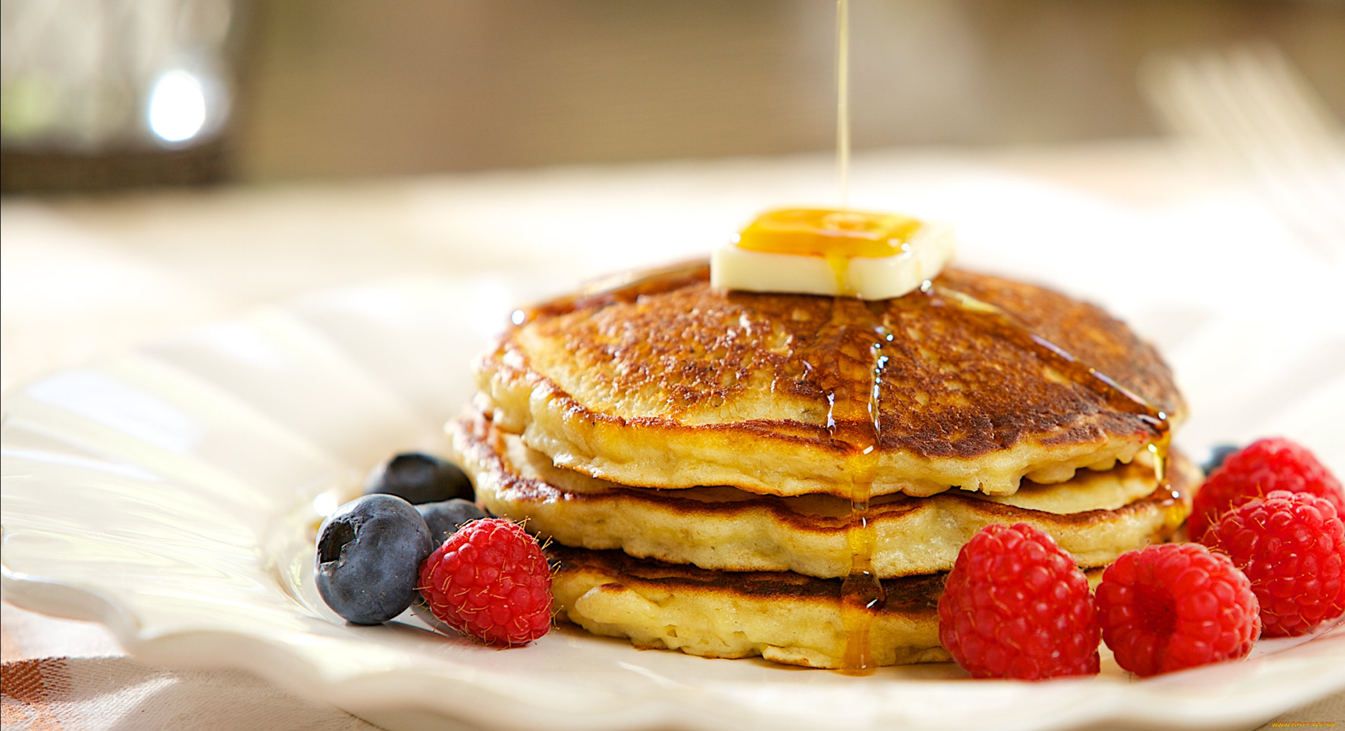 еда, блины, , оладьи, малина, оладьи