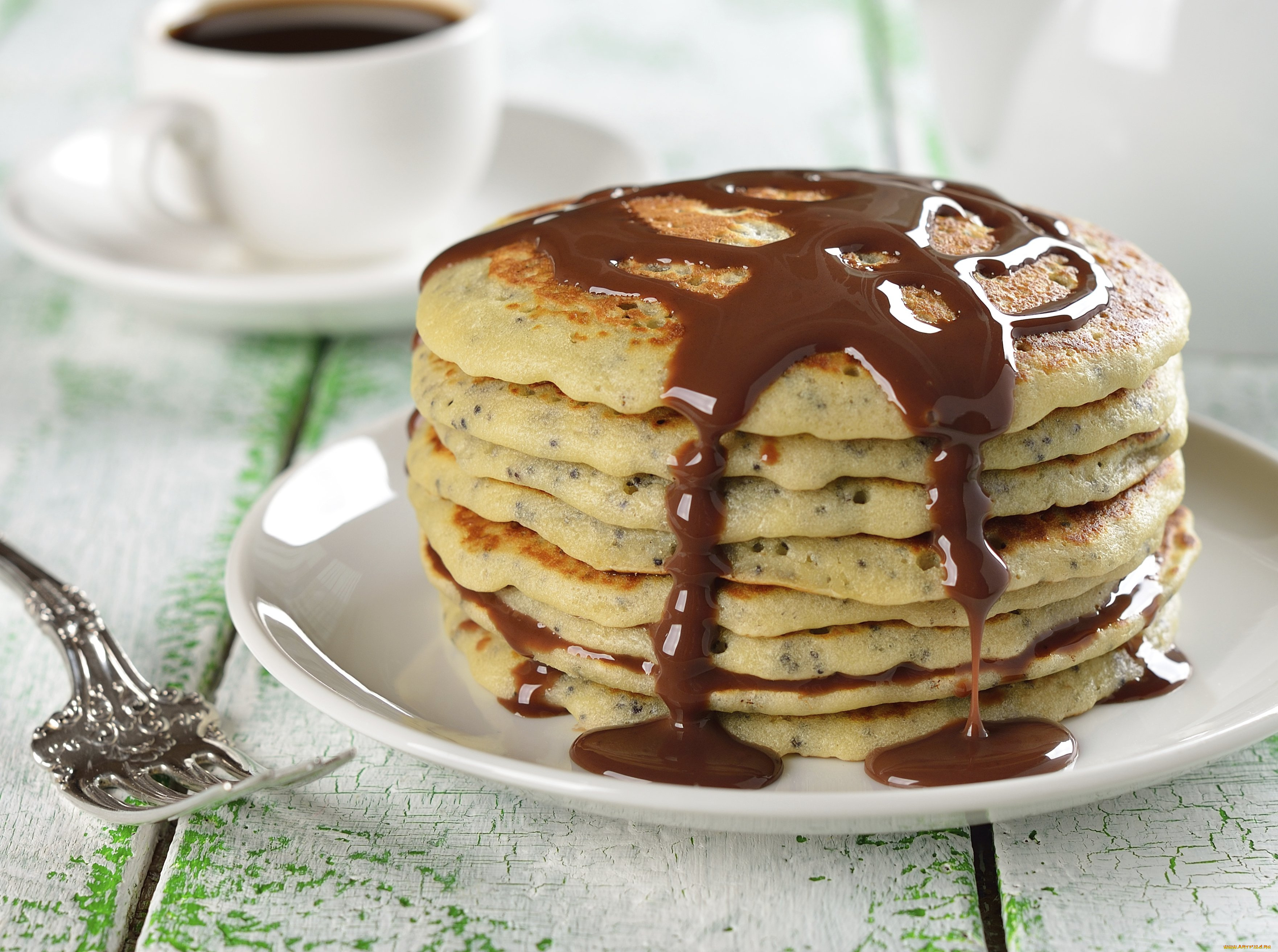 еда, блины, , оладьи, сироп, оладьи