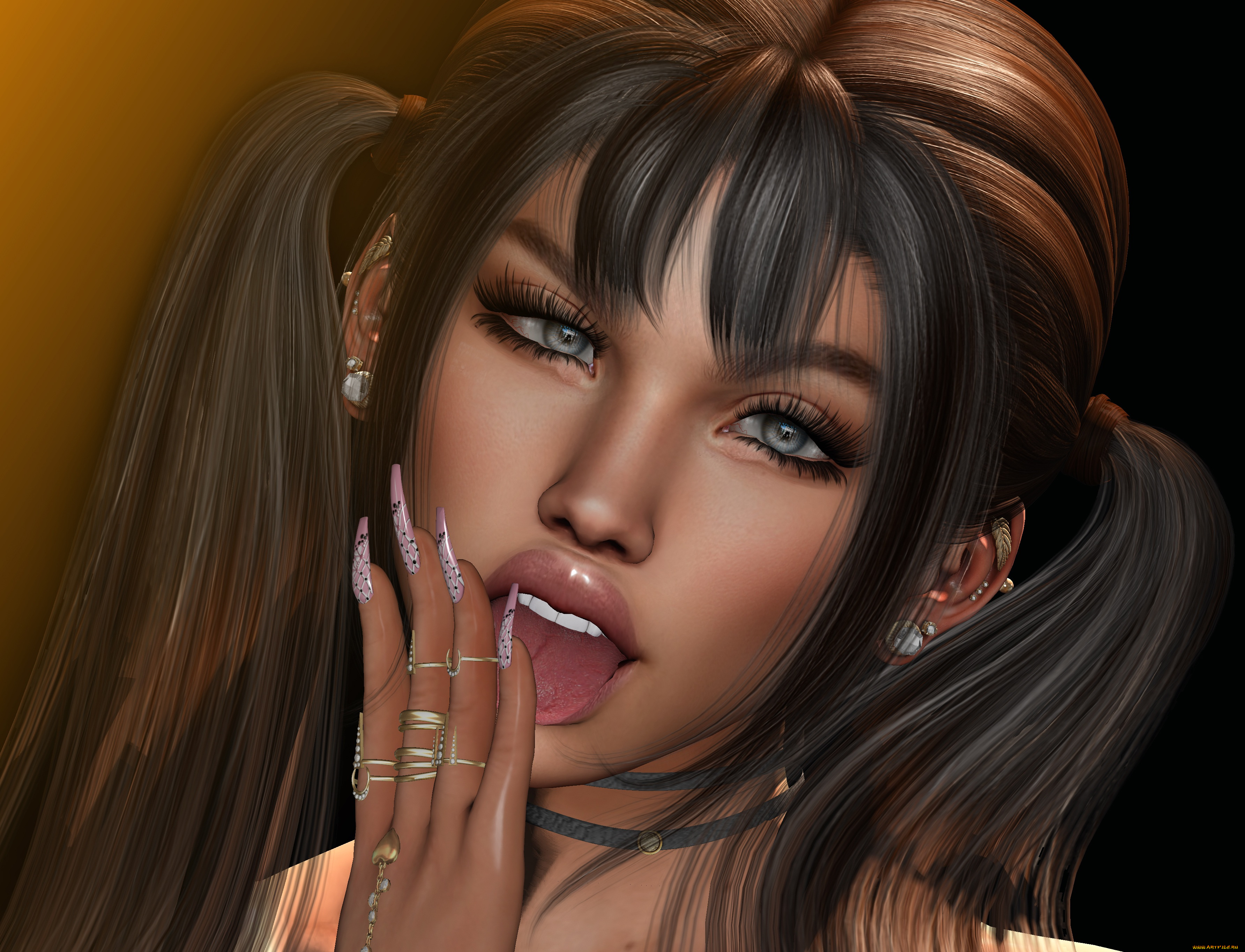 3d, девушка, 3д, графика, портрет, , portraits, 3d, украшения, девушка, глаза