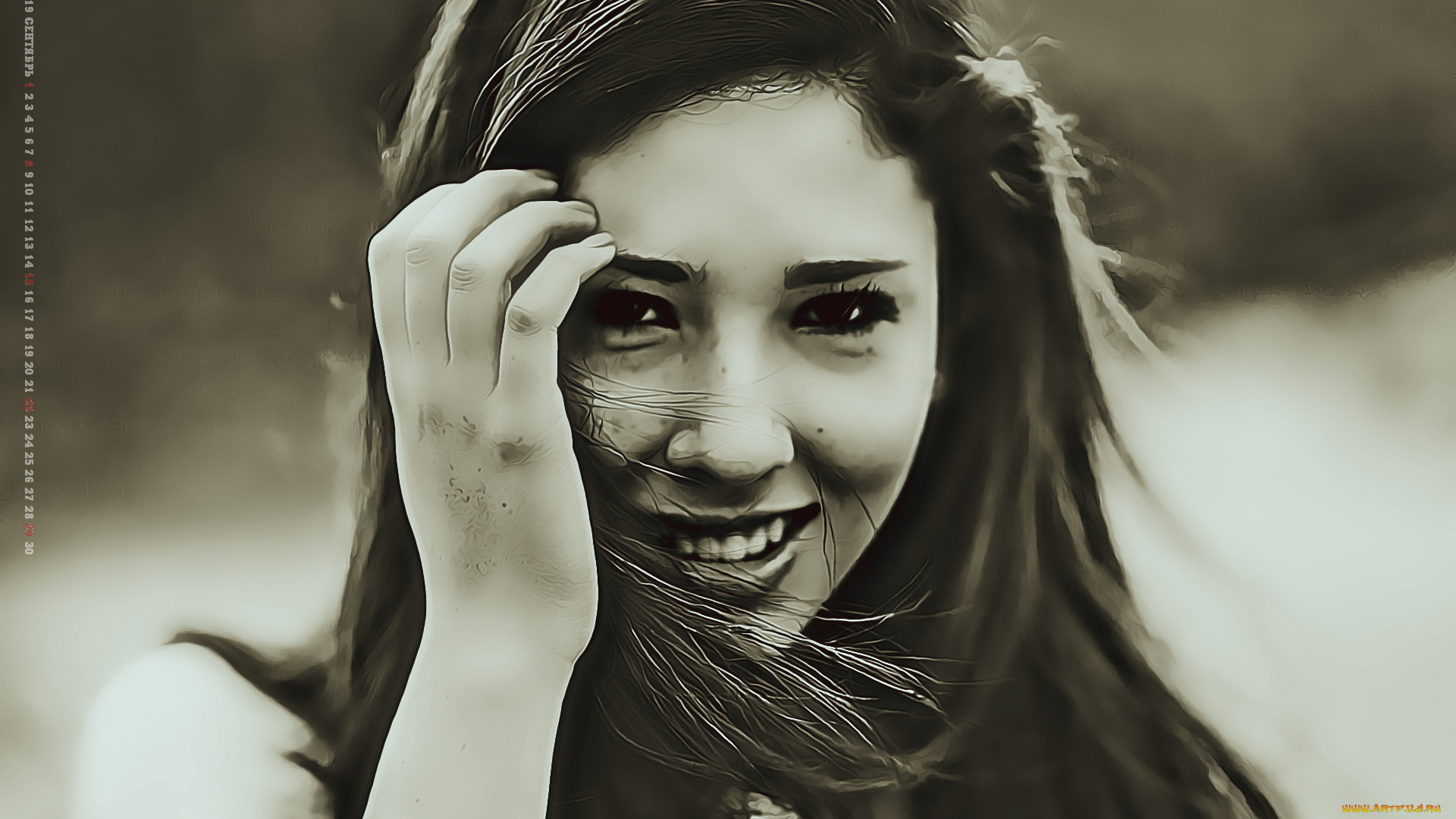 календари, компьютерный, дизайн, девушка, улыбка, 2019, calendar, женщина, взгляд, лицо