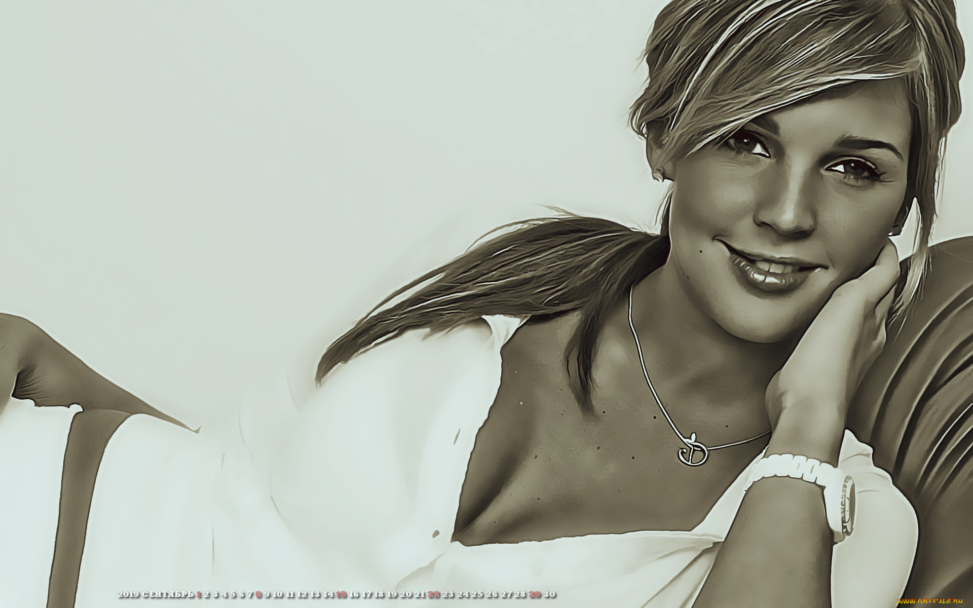календари, компьютерный, дизайн, улыбка, женщина, взгляд, девушка, цепочка, calendar, 2019