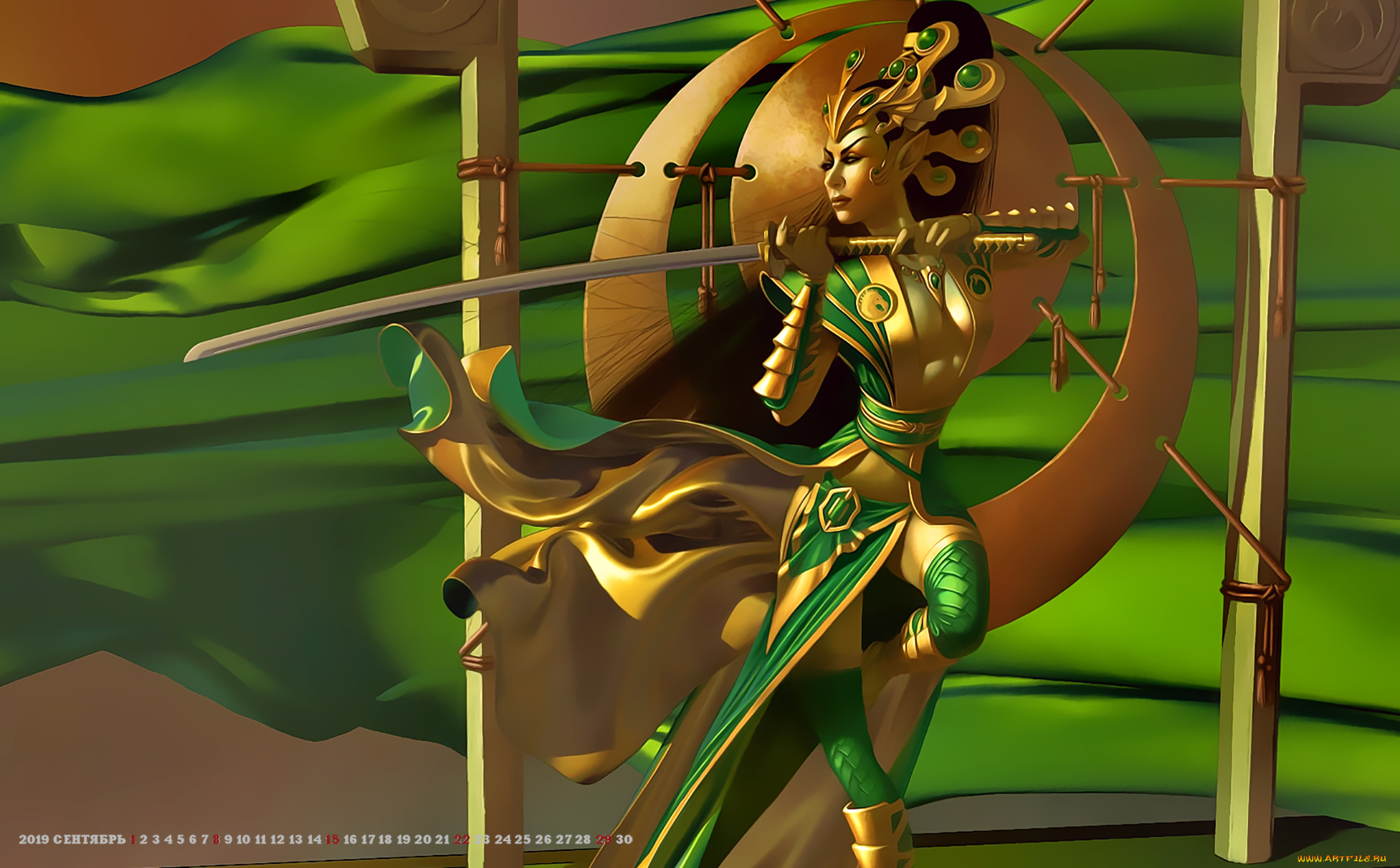календари, фэнтези, воительница, 2019, calendar, девушка, оружие