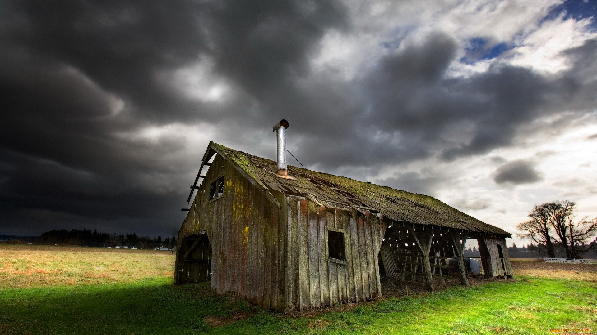 разное, развалины, , руины, , металлолом, сарай, тучи