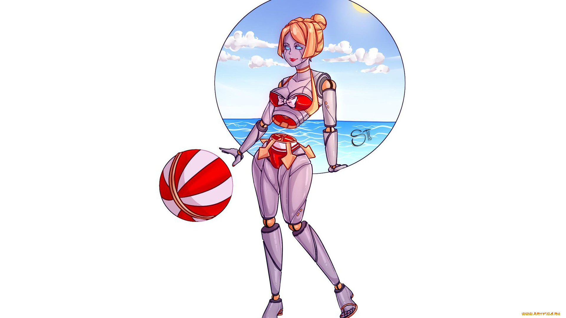 видео, игры, league, of, legends, киборг, мяч, море, девушка, orianna