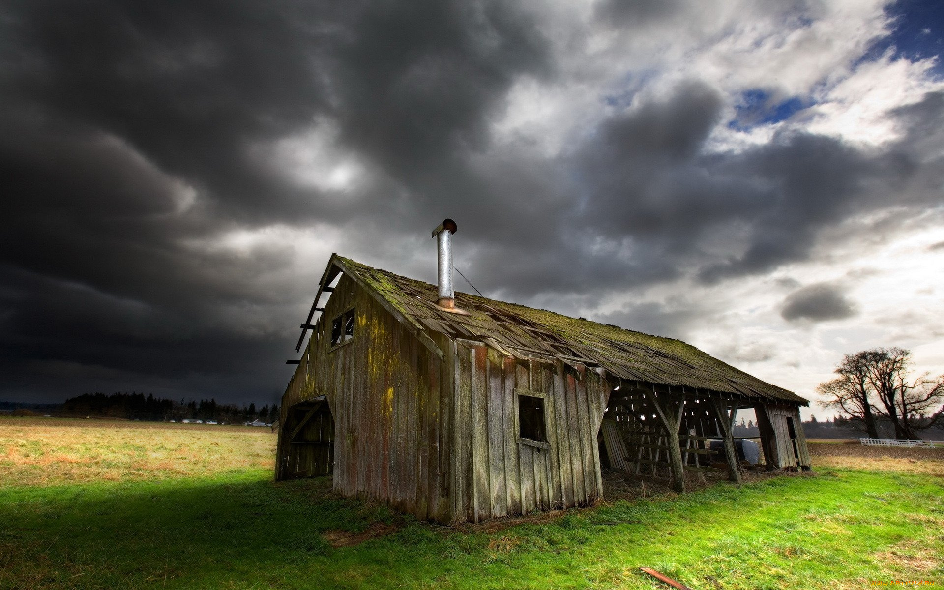 разное, развалины, , руины, , металлолом, сарай, тучи
