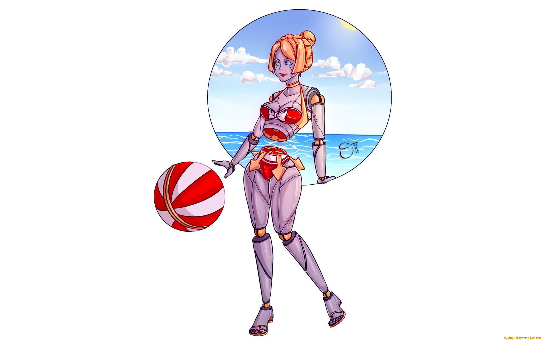 видео, игры, league, of, legends, киборг, мяч, море, девушка, orianna