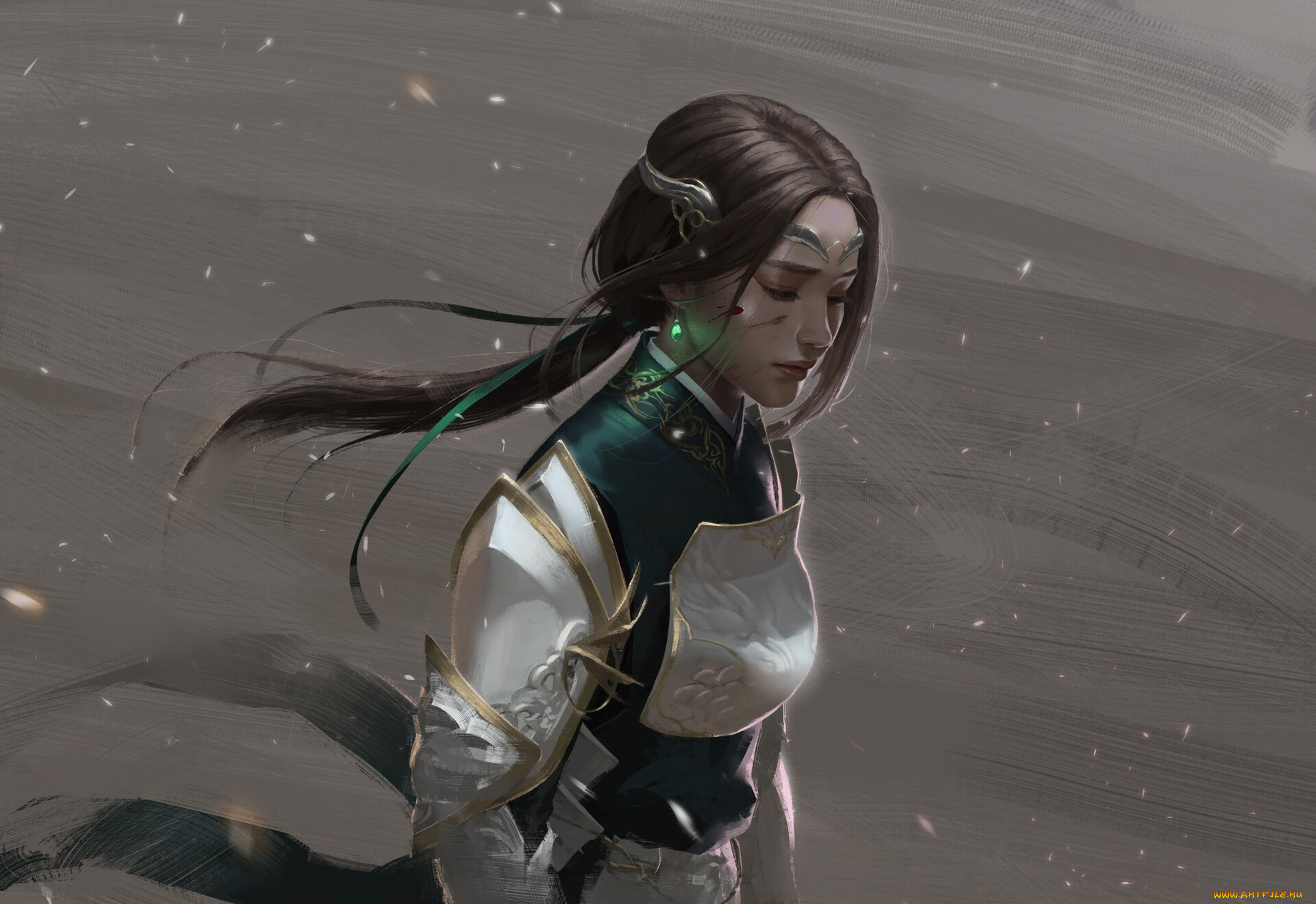 фэнтези, девушки, девушка, искры, ветер