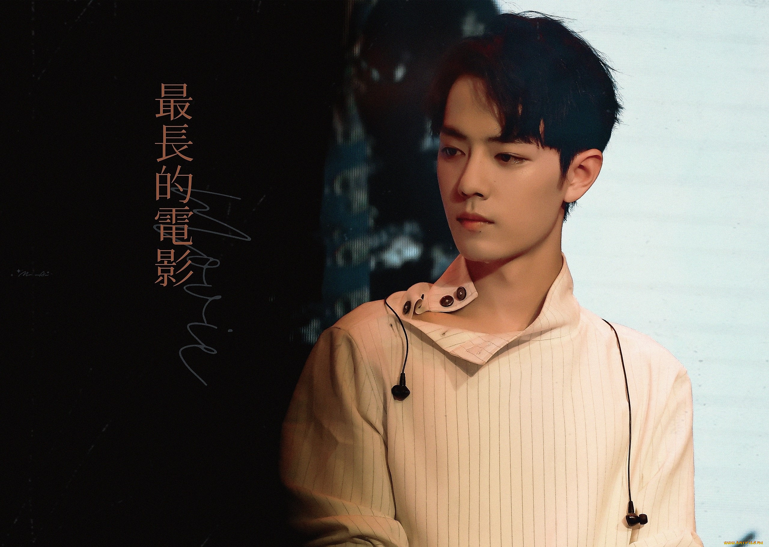 мужчины, xiao, zhan, актер, свитер, наушники