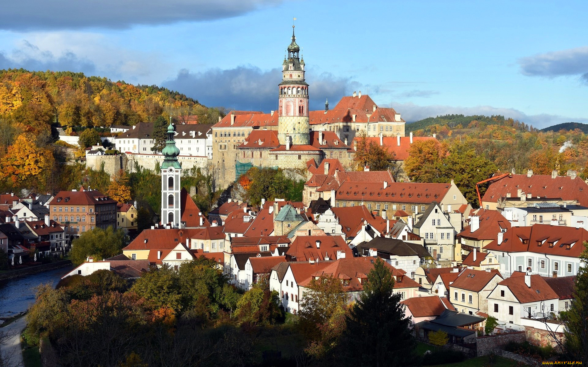 города, чески-крумлов, , чехия, панорама