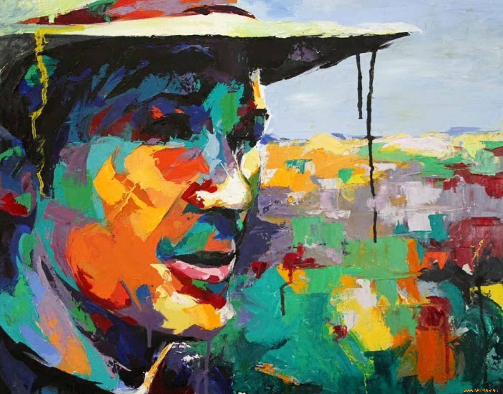 julia, pappas, рисованное, живопись, портрет, человек, лицо, шляпа