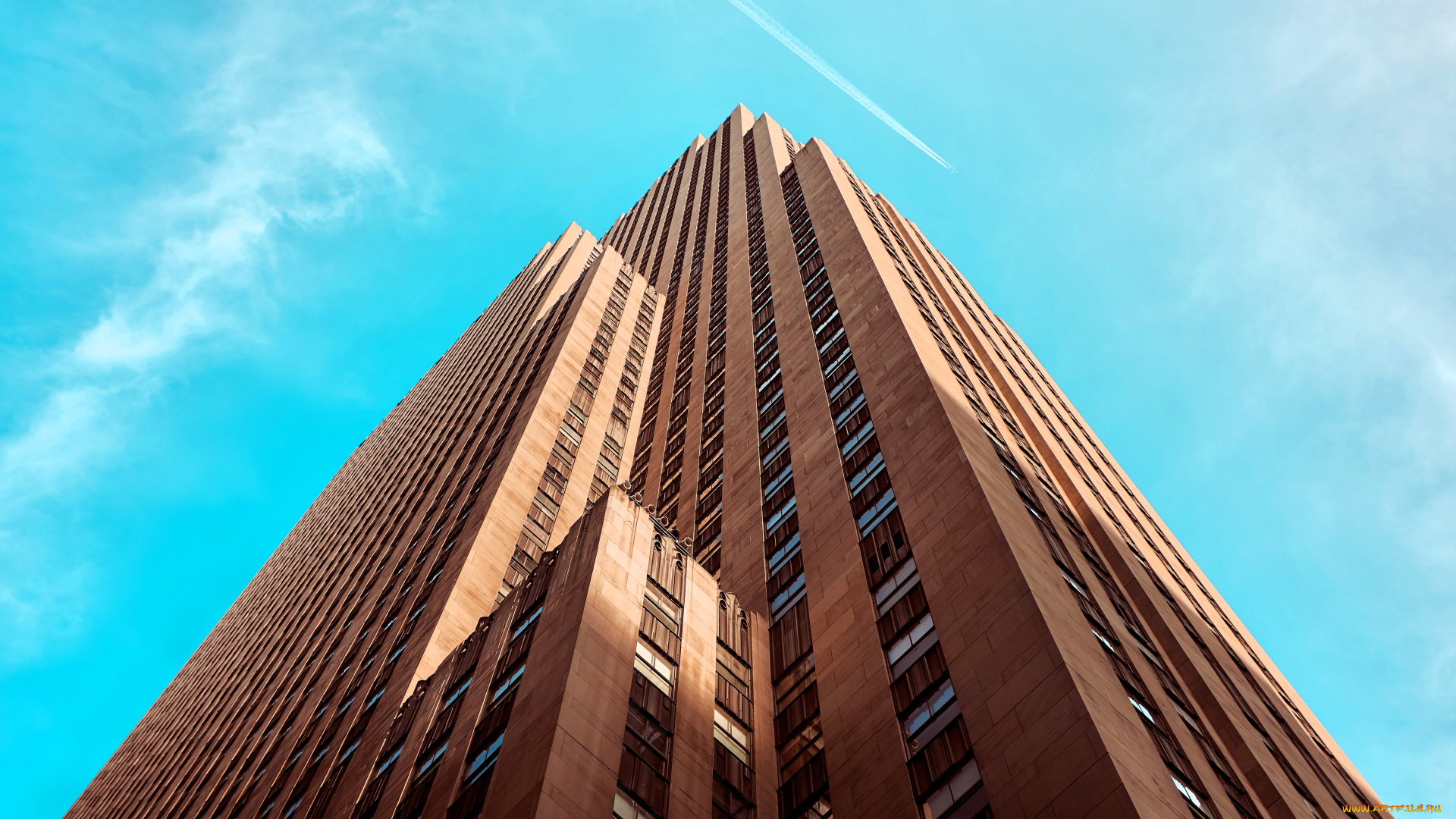 города, нью-йорк, , сша, здание, небоскреб, небо, облако, след