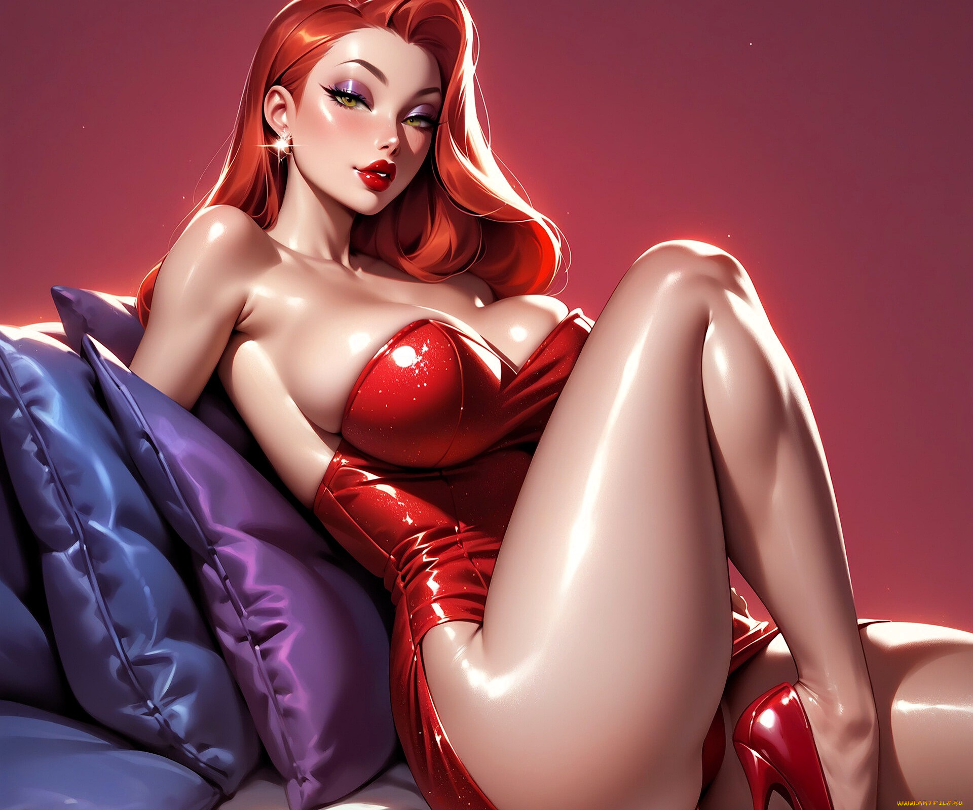 рисованное, кино, , мультфильмы, девушка, платье, каблуки, подушки