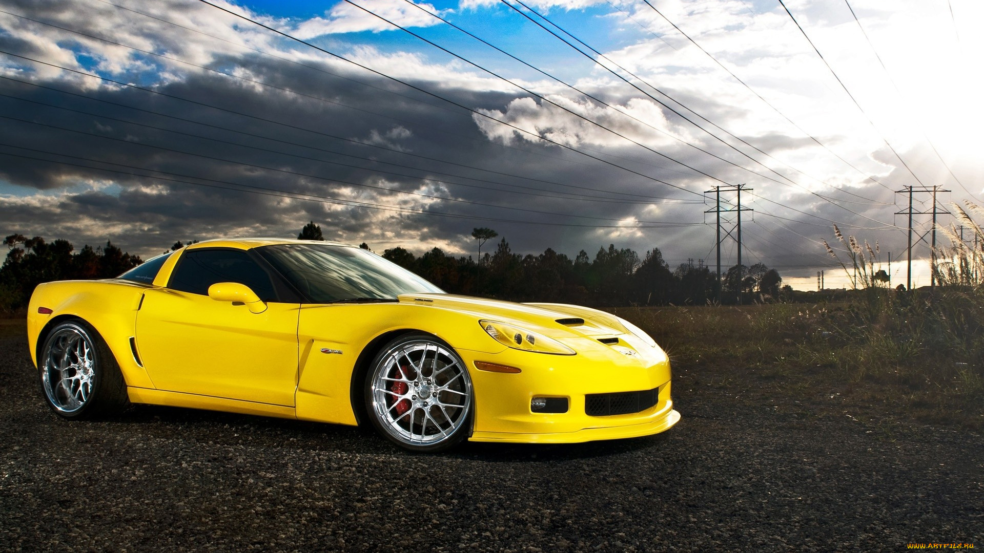 corvette, автомобили, желтый, корвет