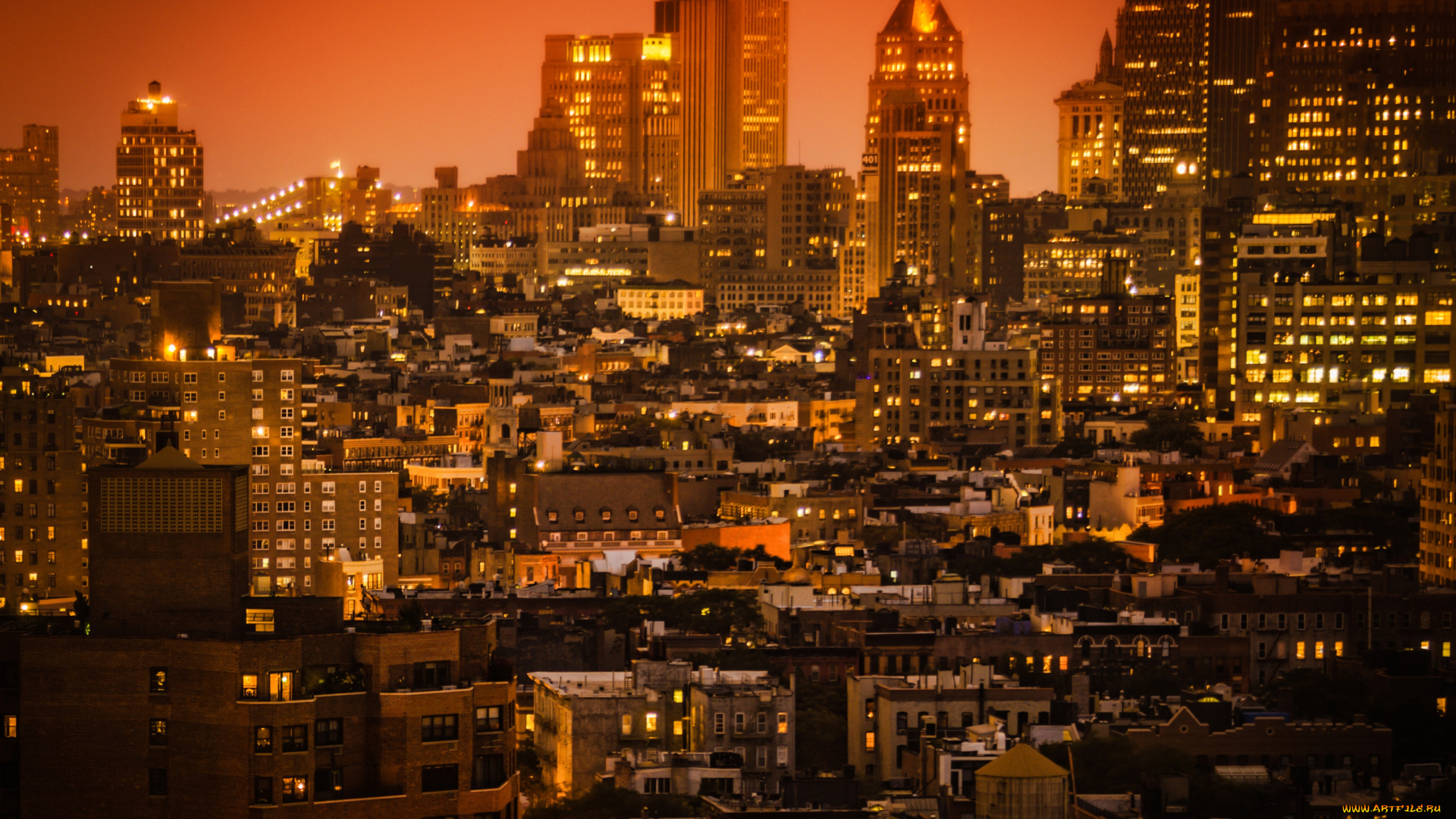 города, нью, йорк, сша, высотки, небоскрёбы, здания, огни, ночного