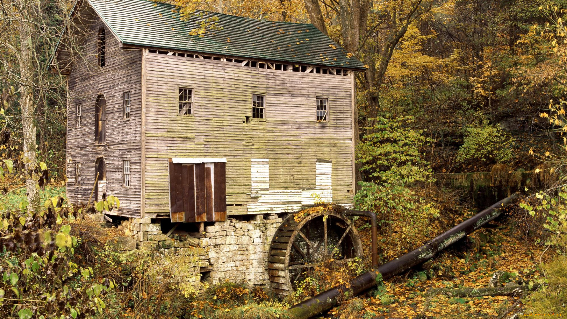 разное, мельницы, мельница, река