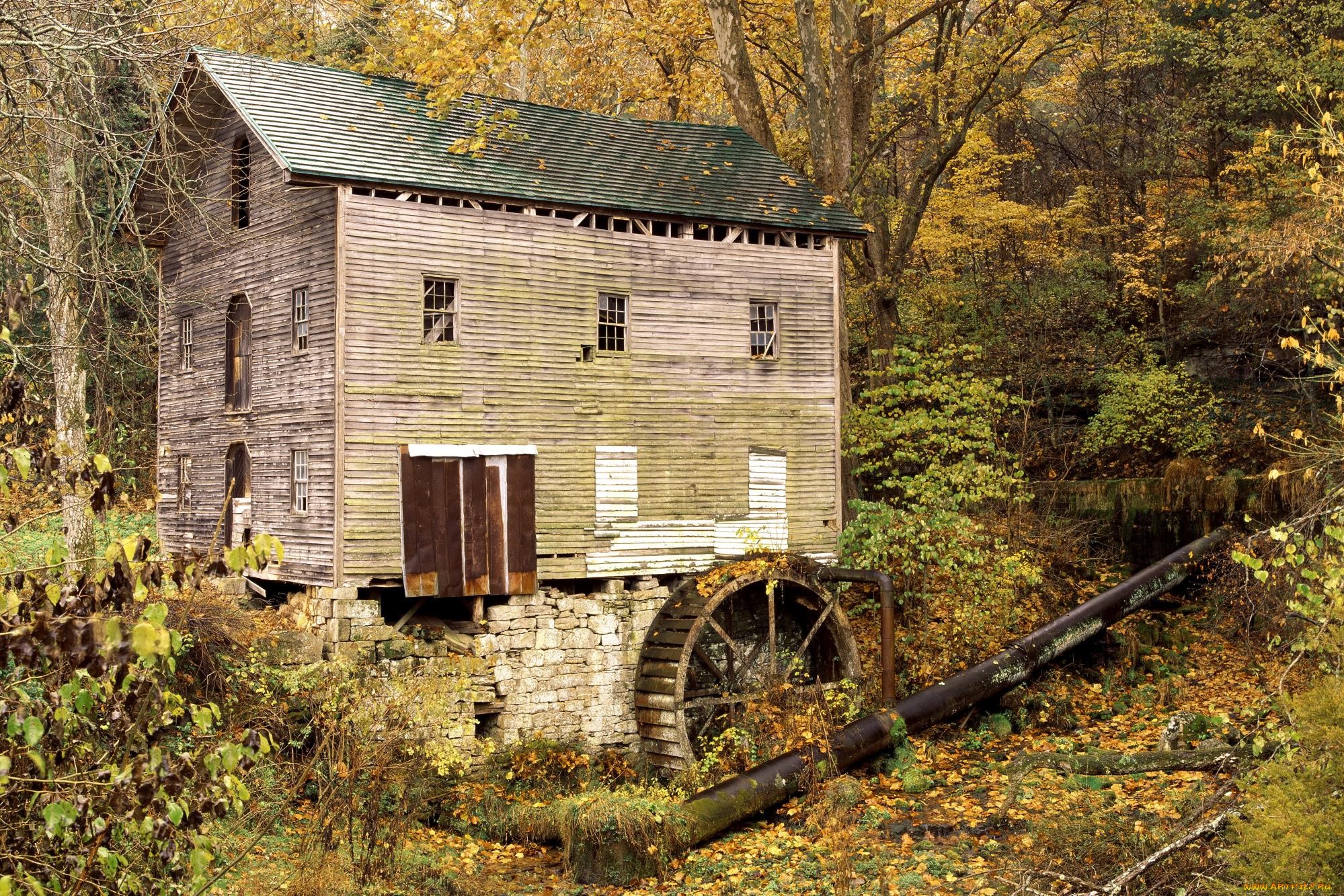разное, мельницы, мельница, река