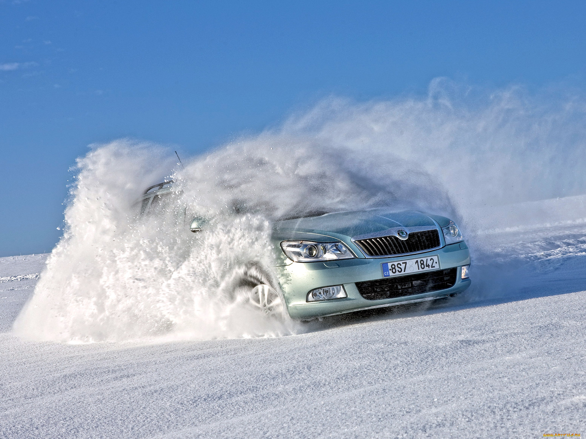 автомобили, skoda, зима, снег