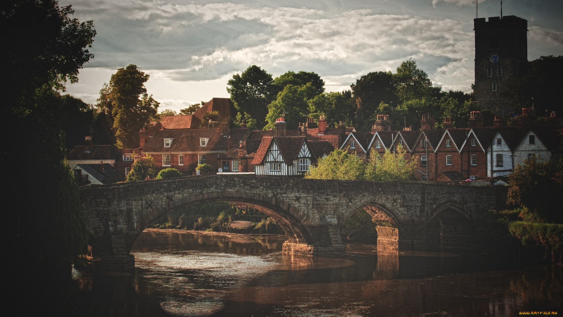 города, мосты, река, домики
