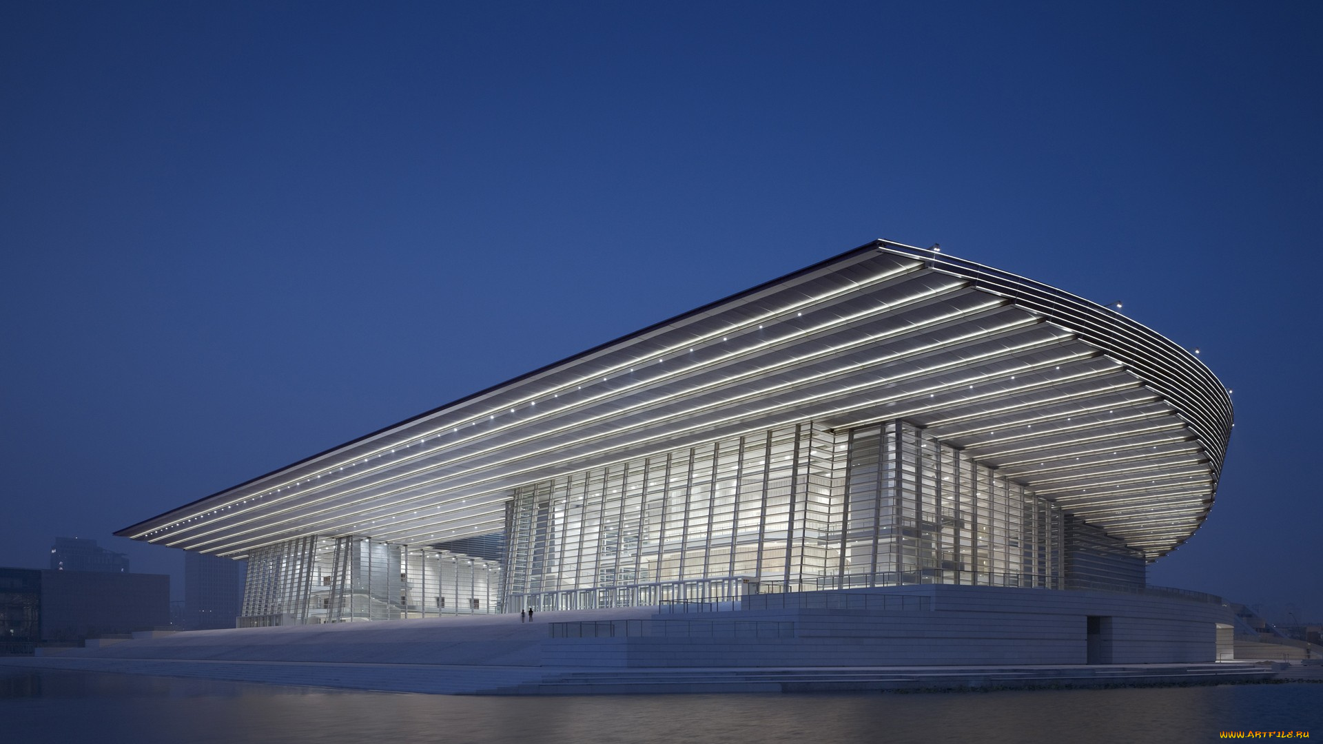 города, здания, дома, большой, театр, тяньцзинь