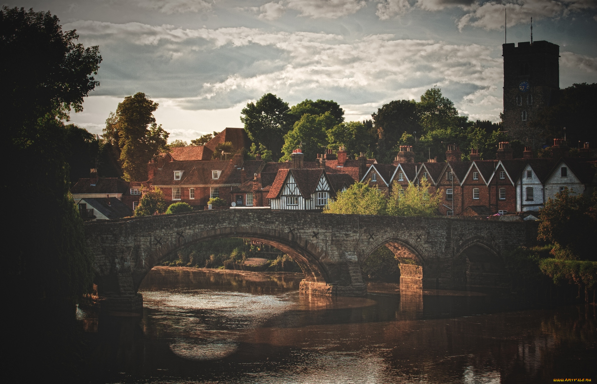 города, мосты, река, домики