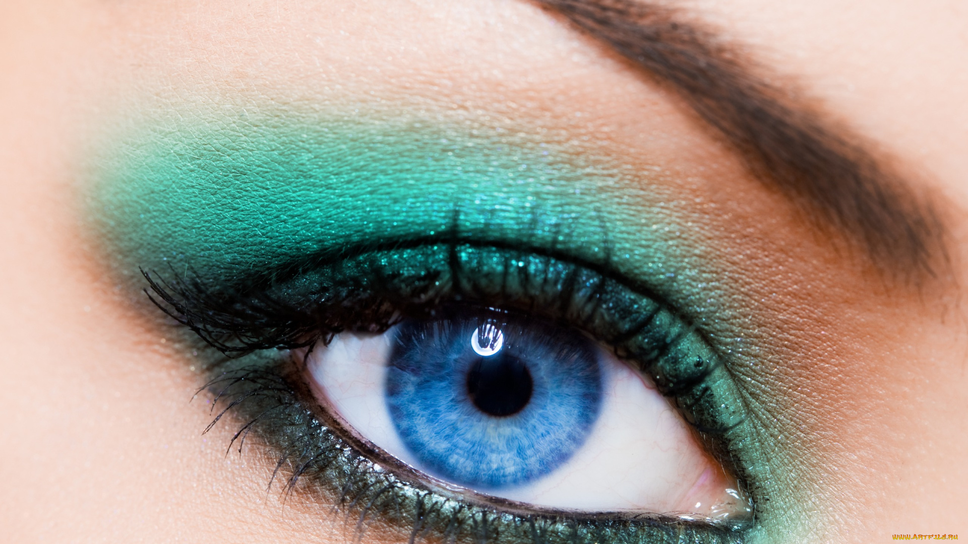 разное, глаза, тени, брови, взгляд, макияж, голубые, глаз, макро, девушка