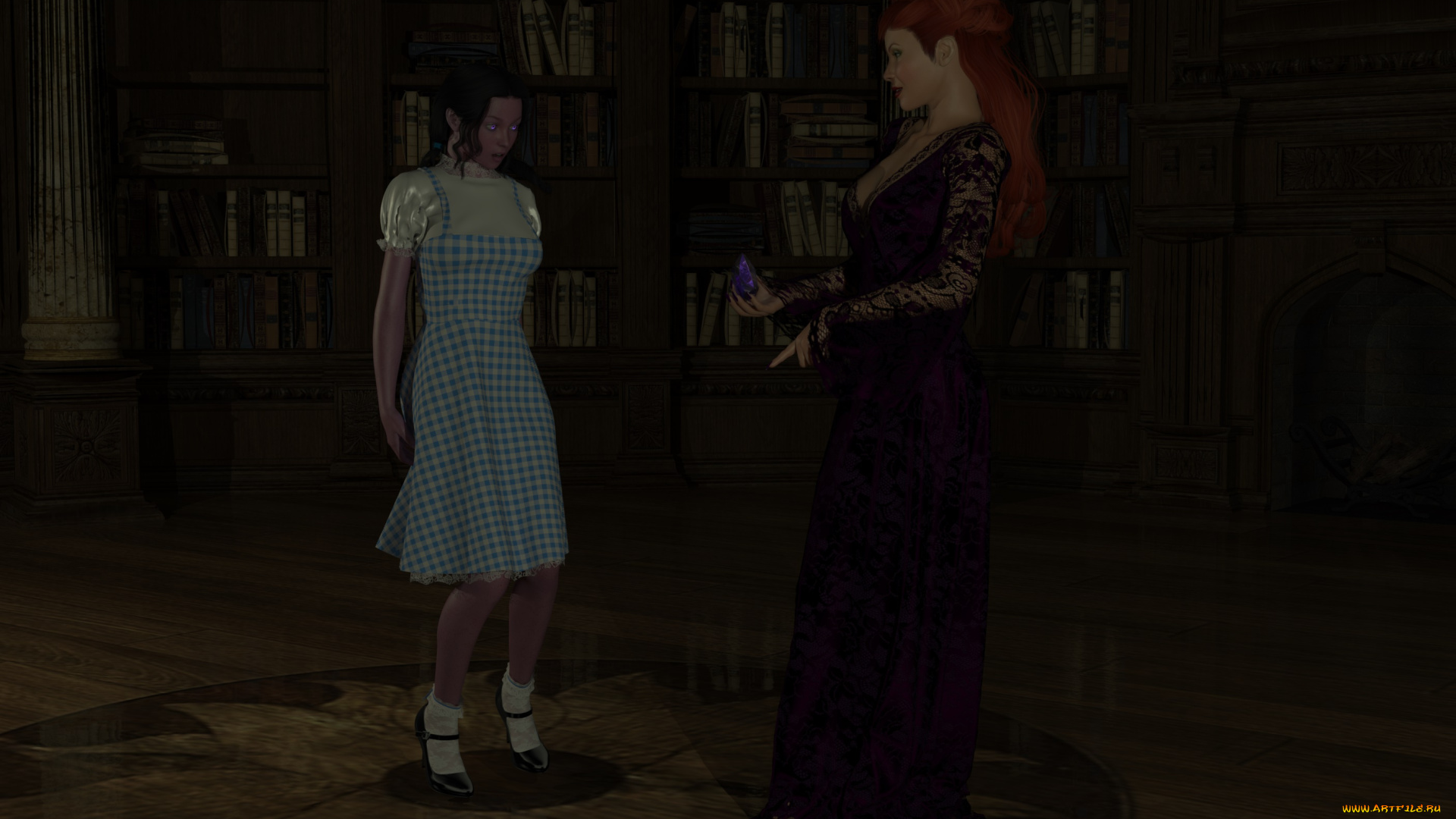 3д, графика, фантазия, , fantasy, девушки, кристал, фон, взгляд